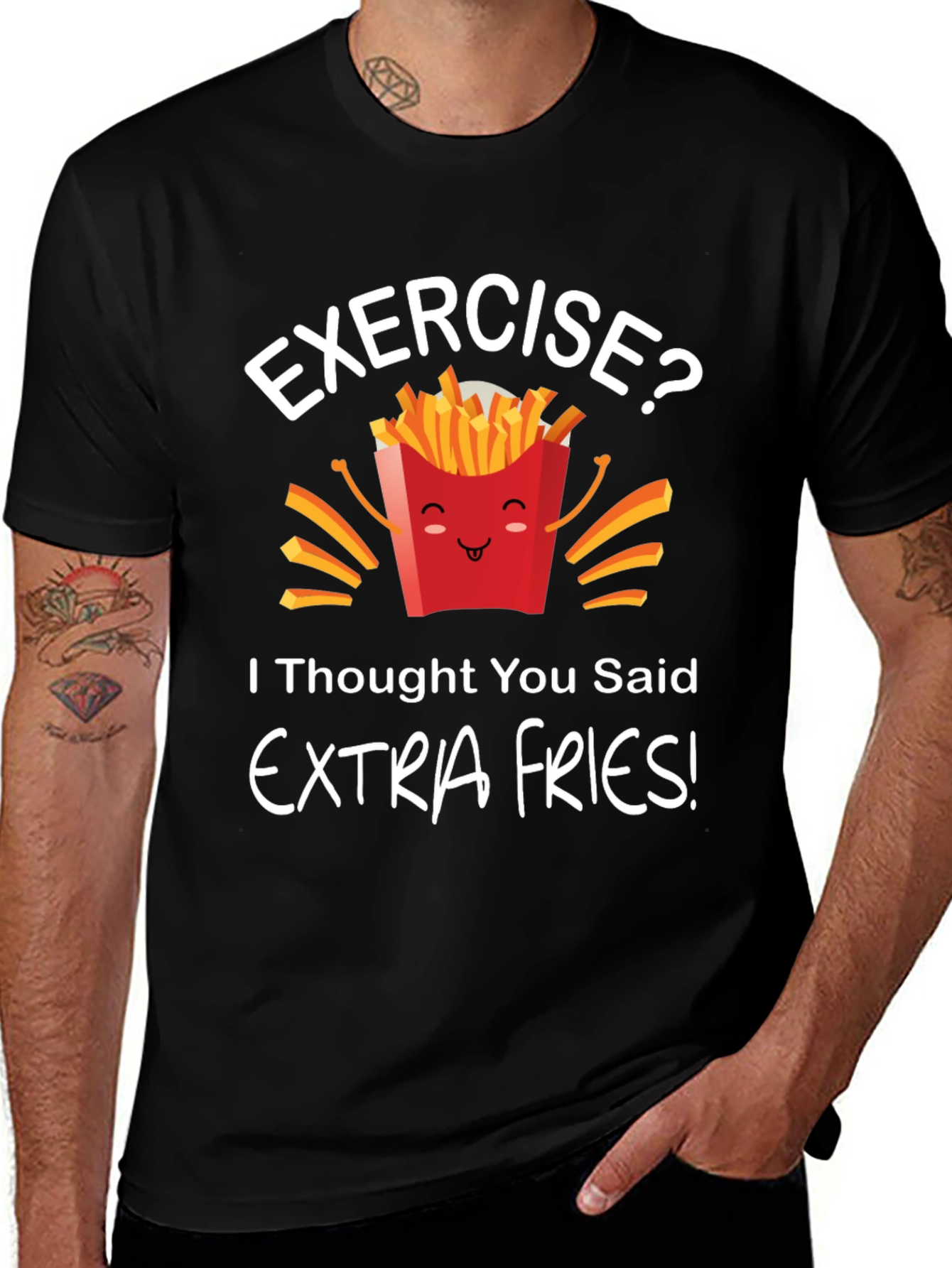 Funny Extra Fries Graphic T-Shirt - Unisex
