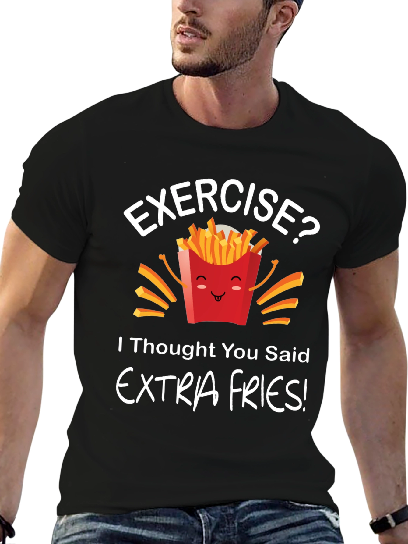 Funny Extra Fries Graphic T-Shirt - Unisex