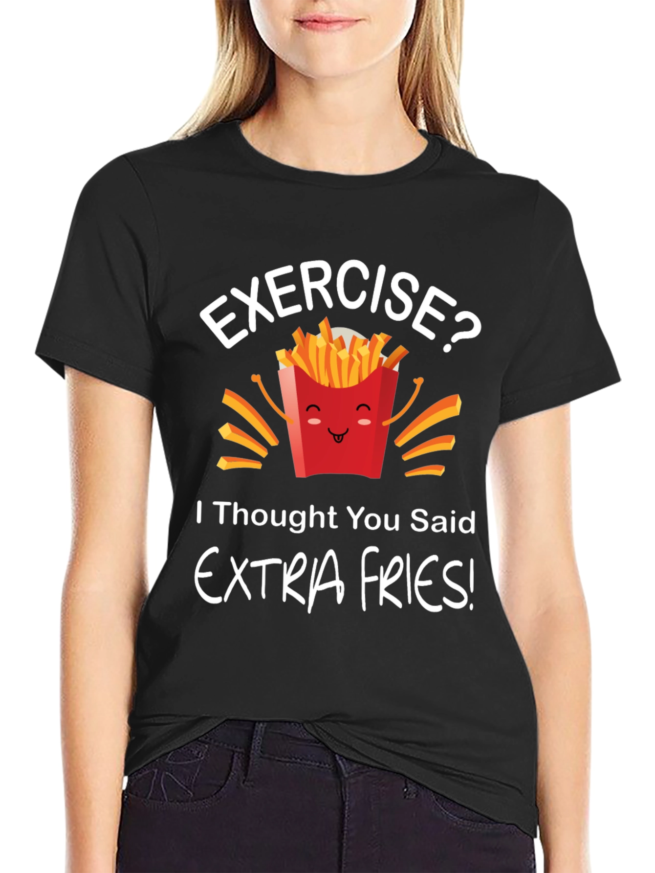 Funny Extra Fries Graphic T-Shirt - Unisex