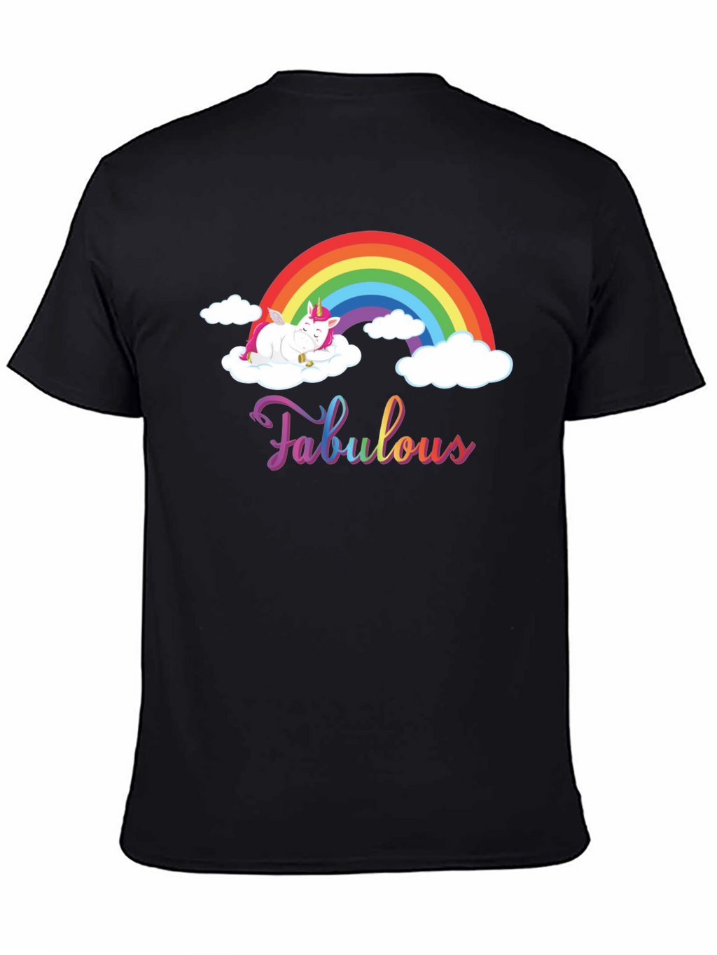 Fabulous Unicorn Rainbow Black T-Shirt