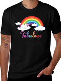 Fabulous Unicorn Rainbow Black T-Shirt