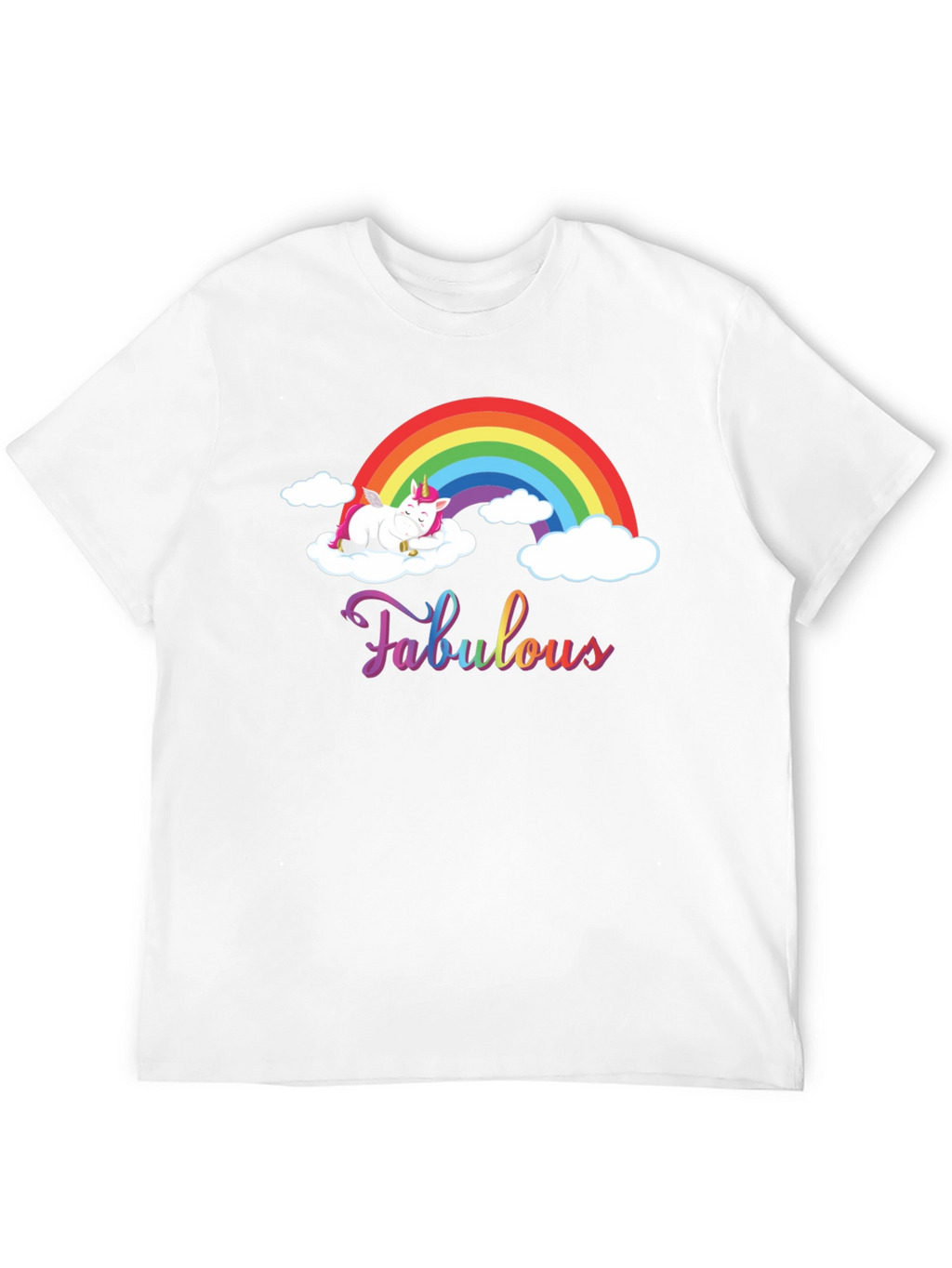 Fabulous Unicorn Rainbow Black T-Shirt