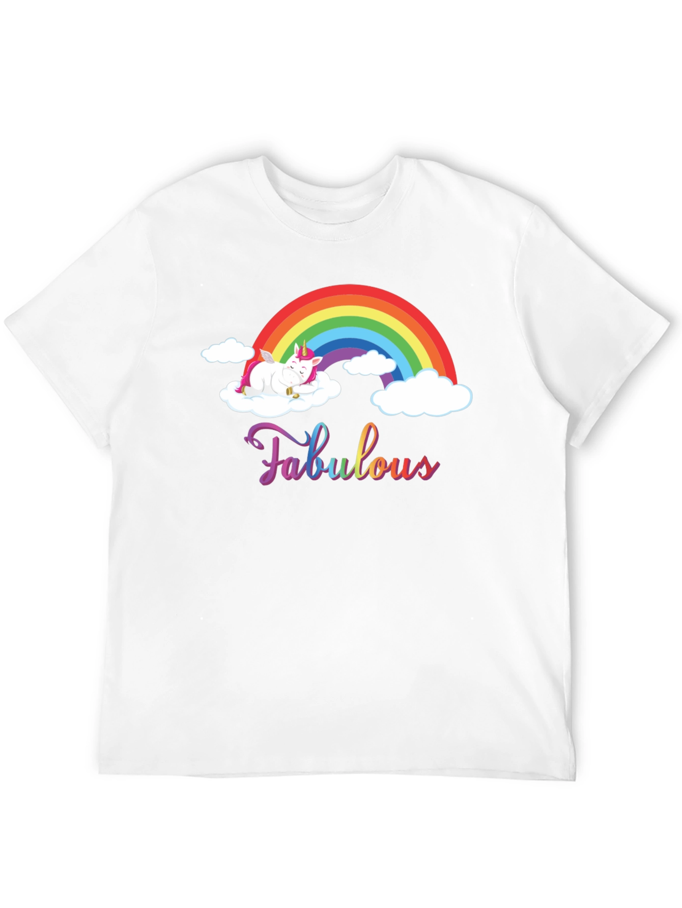 Fabulous Unicorn Rainbow Black T-Shirt