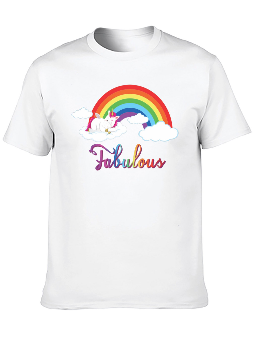 Fabulous Unicorn Rainbow Black T-Shirt