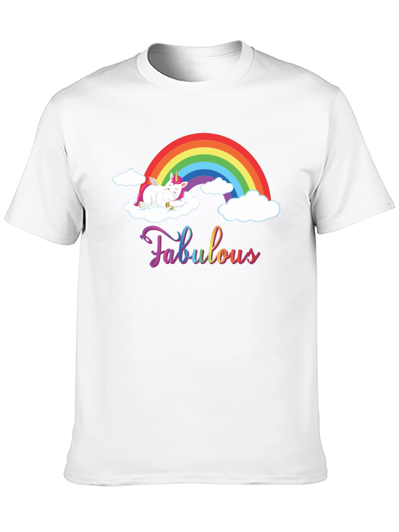 Fabulous Unicorn Rainbow Black T-Shirt
