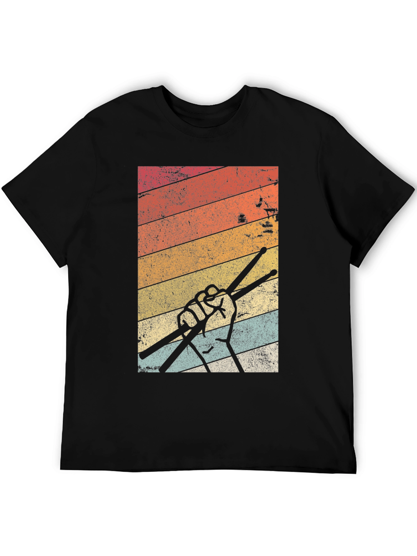 Retro Drummer T-Shirt Vintage Stripes Drumsticks Graphic Tee