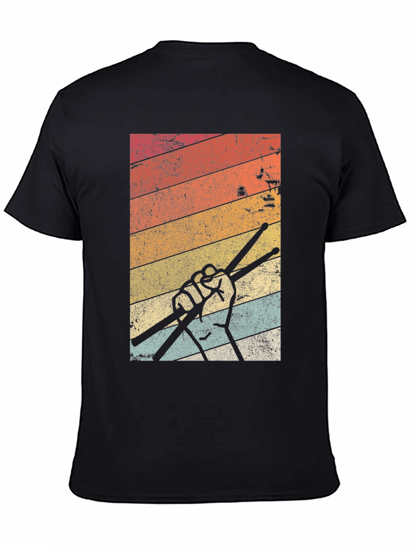 Retro Drummer T-Shirt Vintage Stripes Drumsticks Graphic Tee