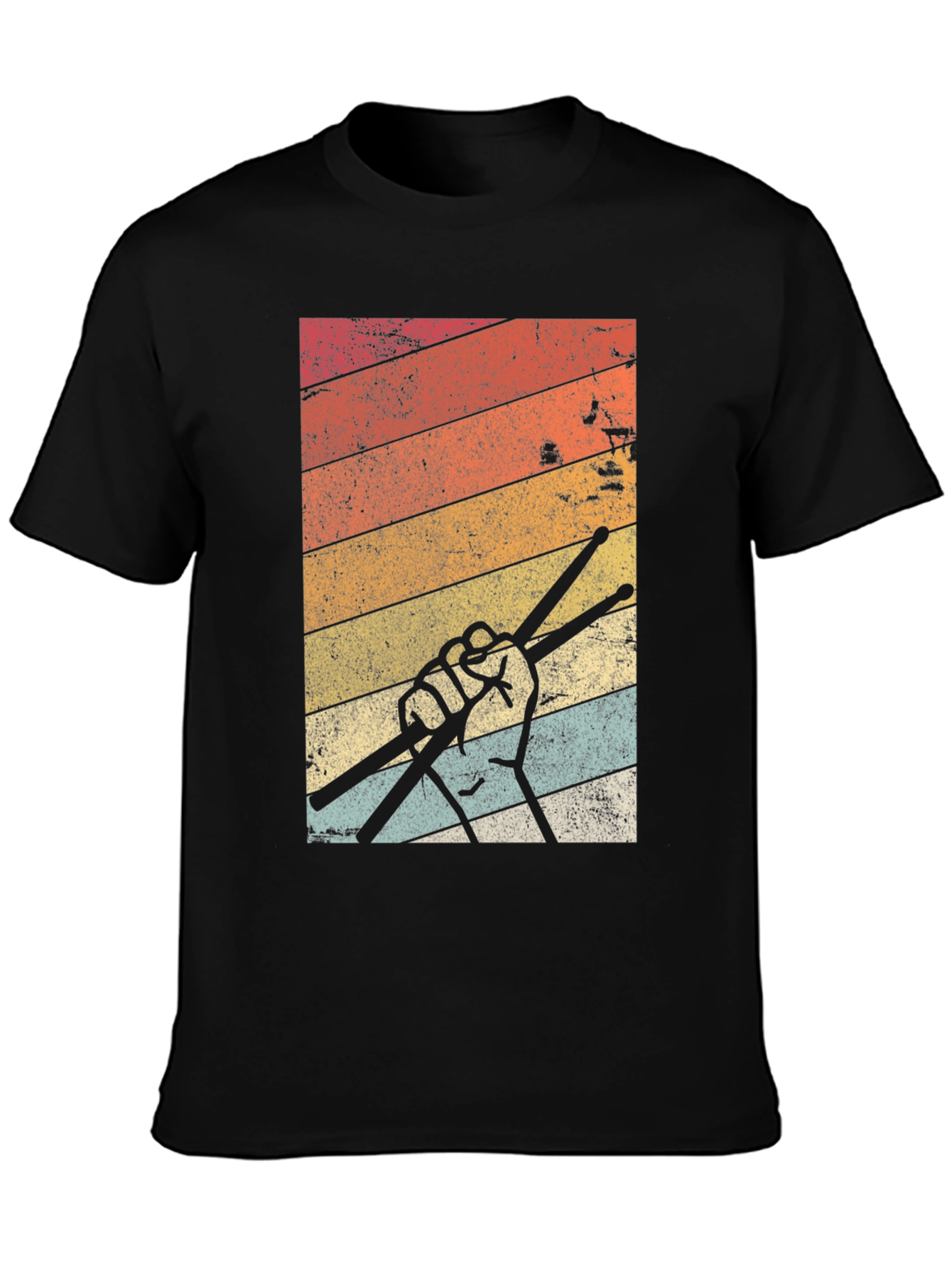 Retro Drummer T-Shirt Vintage Stripes Drumsticks Graphic Tee