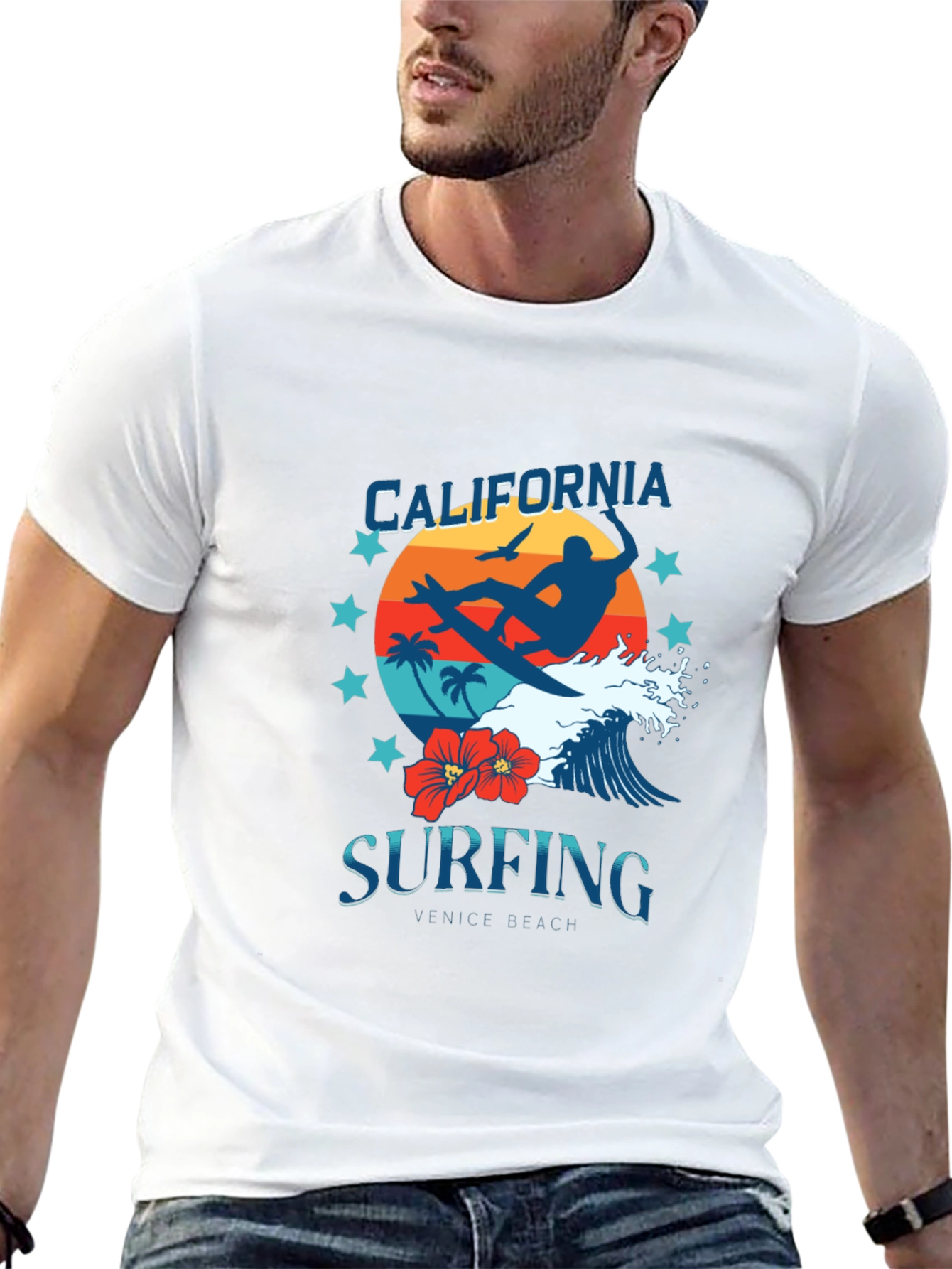California Surfing Graphic Tee - Venice Beach Design