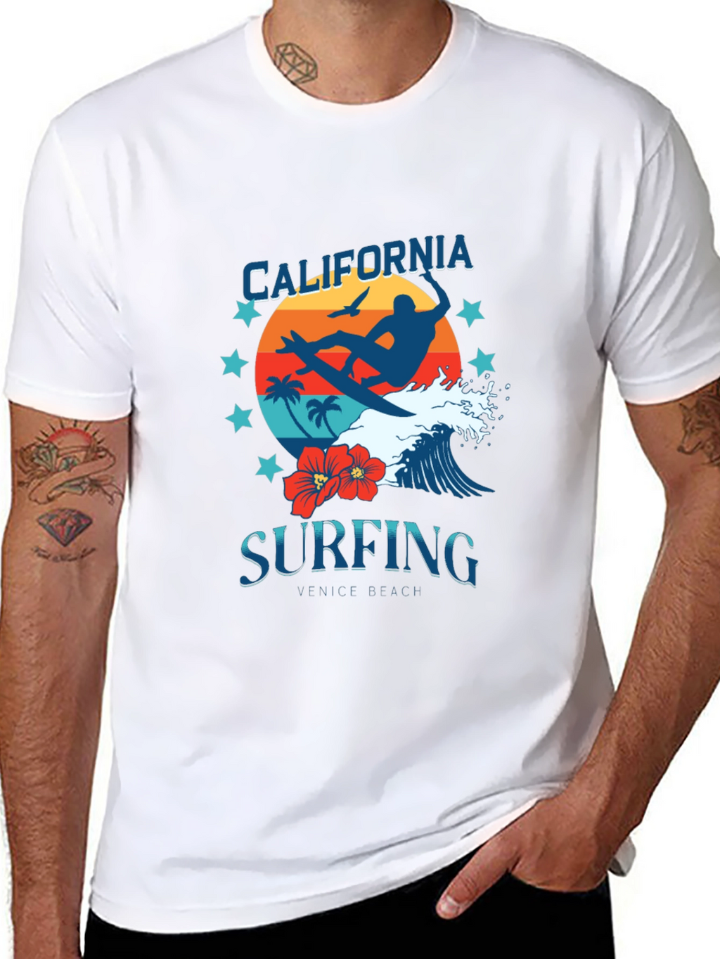 California Surfing Graphic Tee - Venice Beach Design