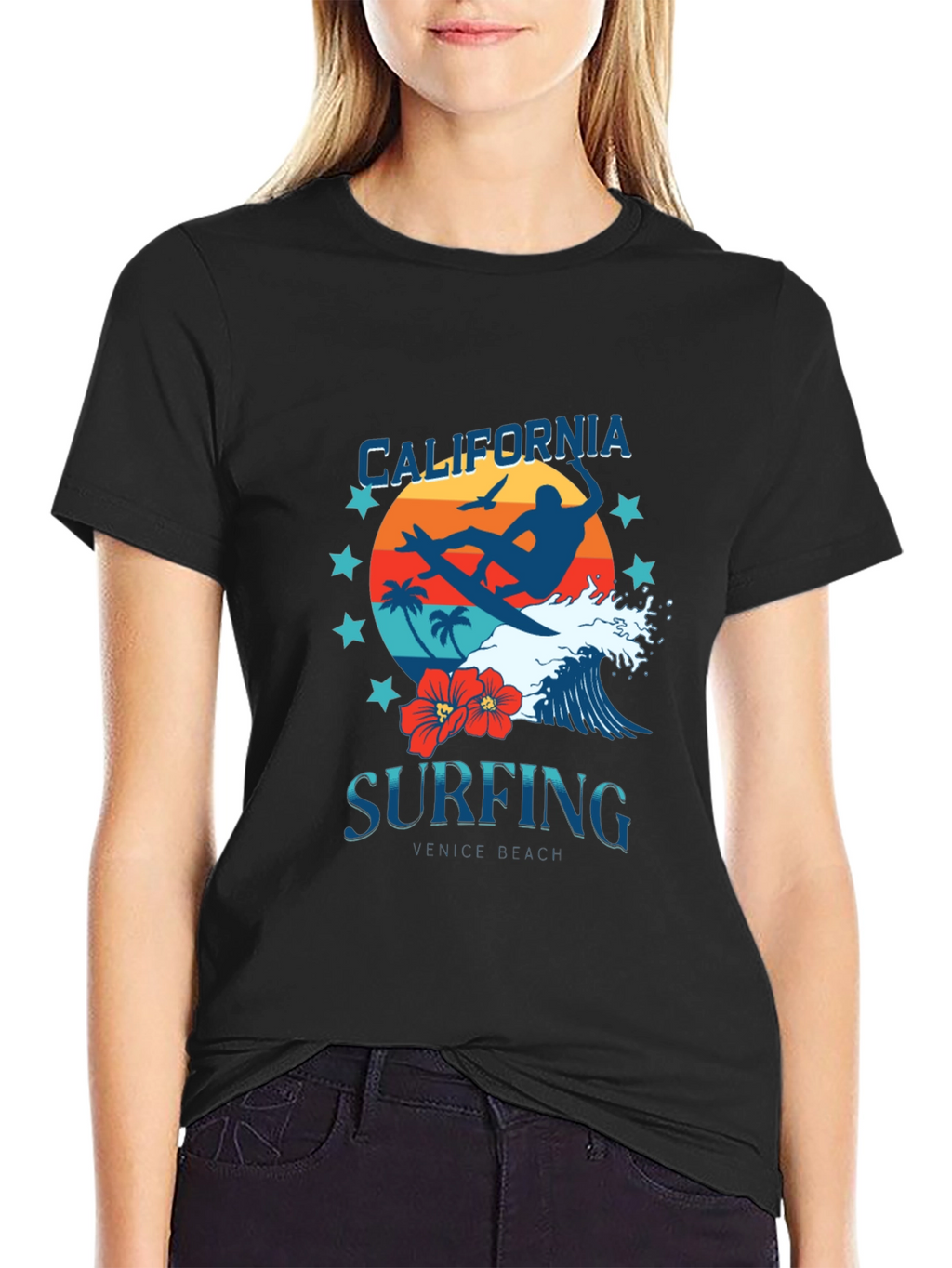 California Surfing Graphic Tee - Venice Beach Design