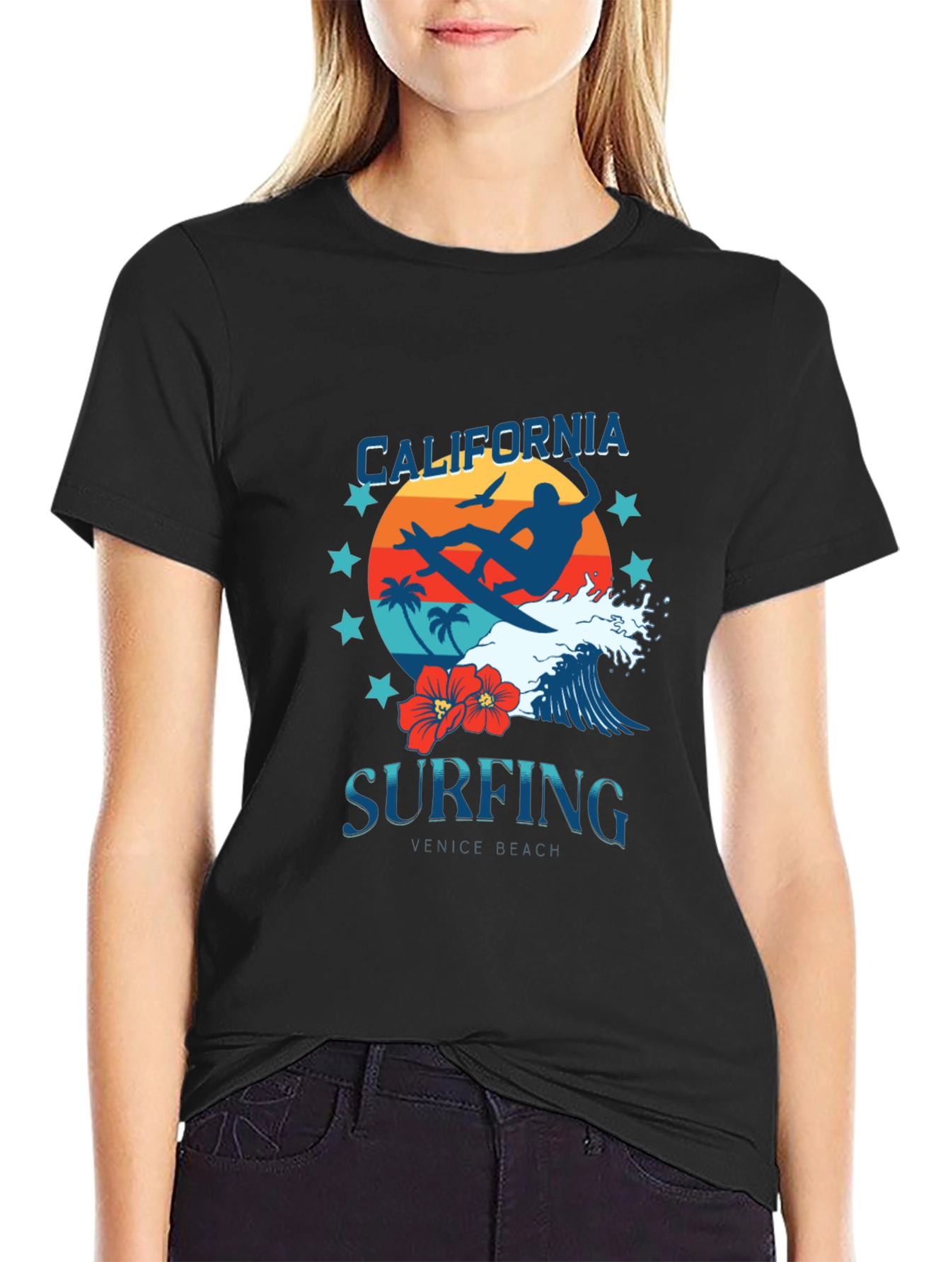 California Surfing Graphic Tee - Venice Beach Design