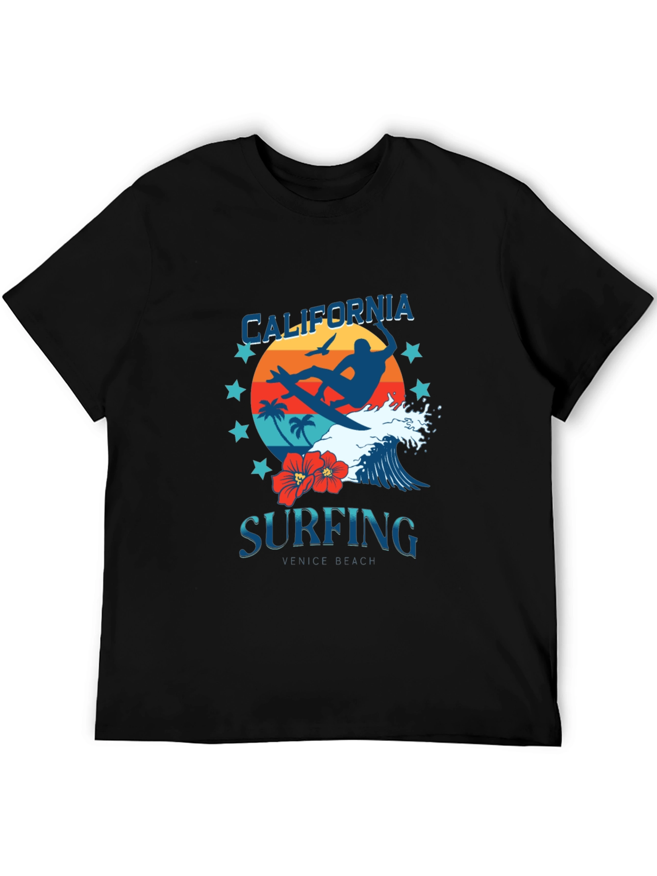 California Surfing Graphic Tee - Venice Beach Design