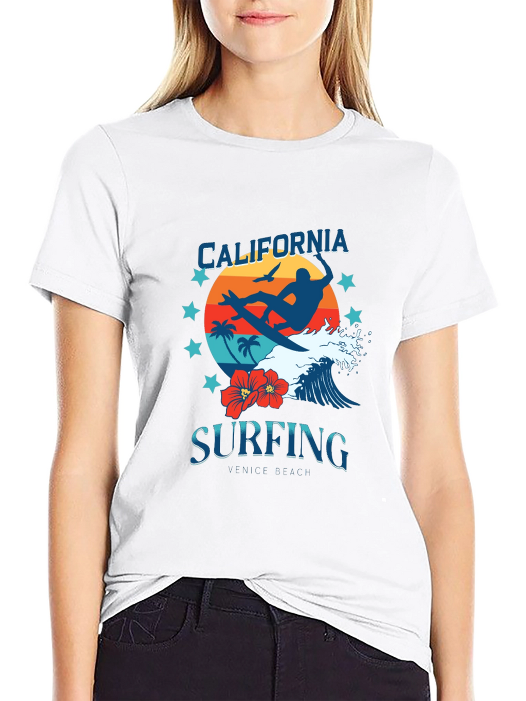 California Surfing Graphic Tee - Venice Beach Design