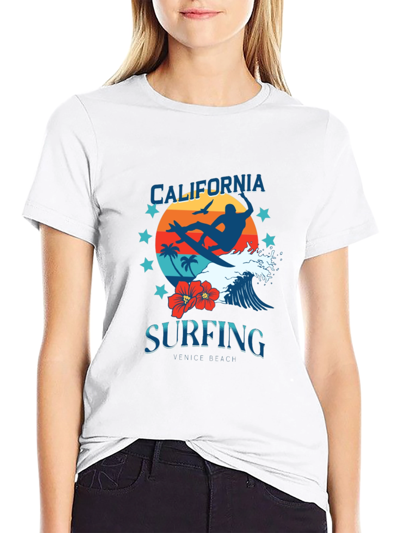 California Surfing Graphic Tee - Venice Beach Design