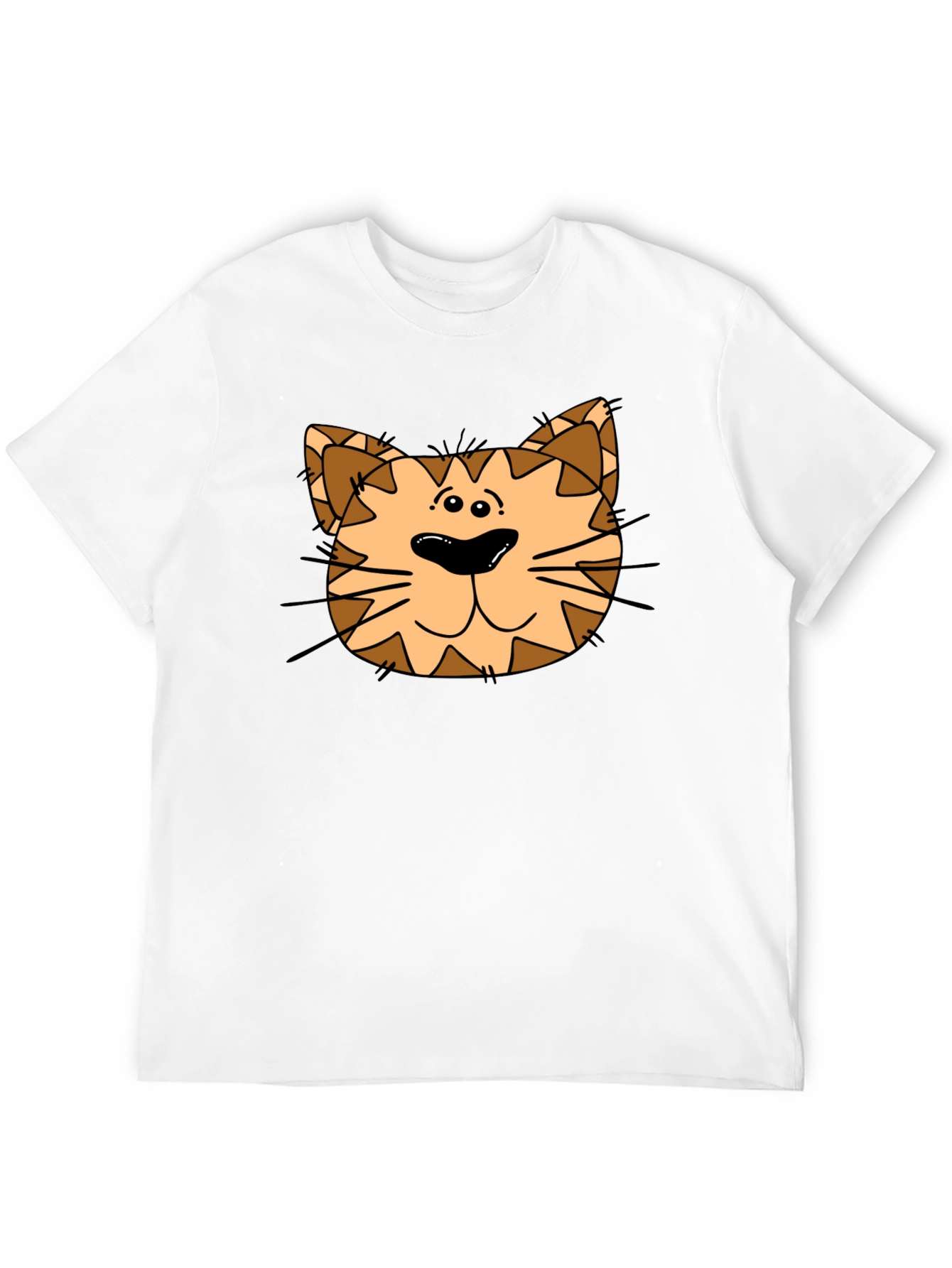 Cat Face Graphic Print Black T-Shirt