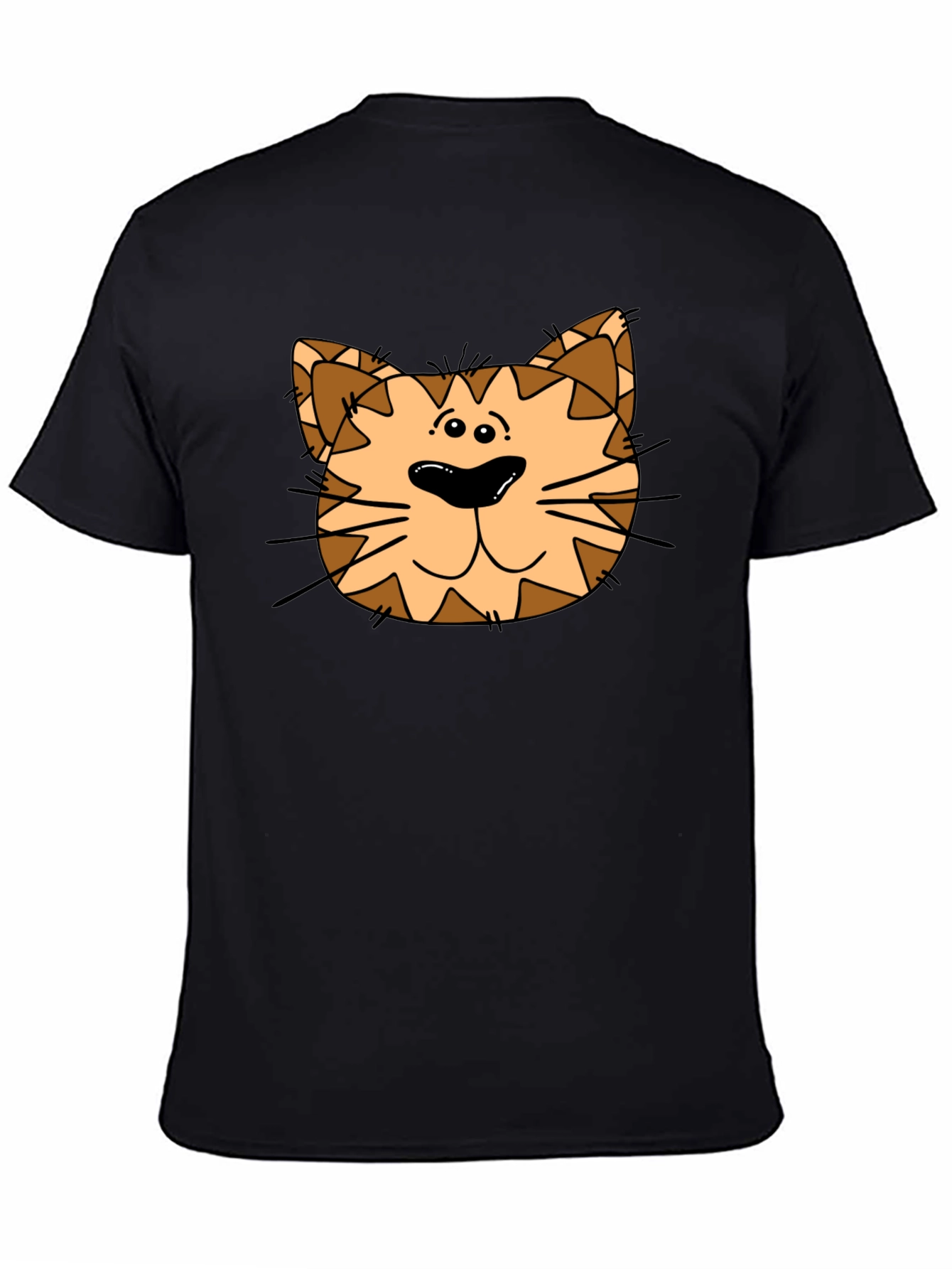 Cat Face Graphic Print Black T-Shirt