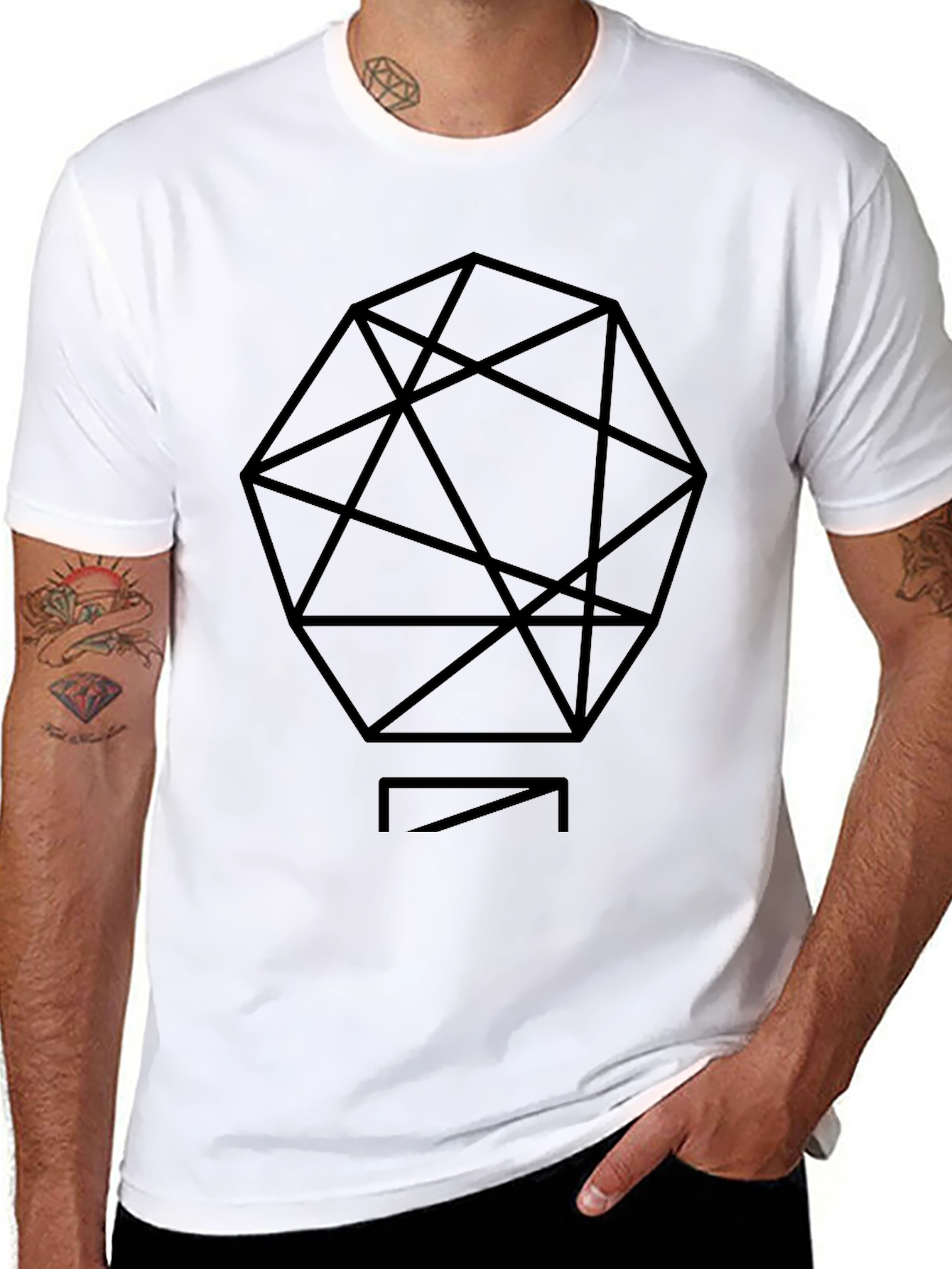 Geometric Graphic Black T-Shirt - Modern Minimalist Design