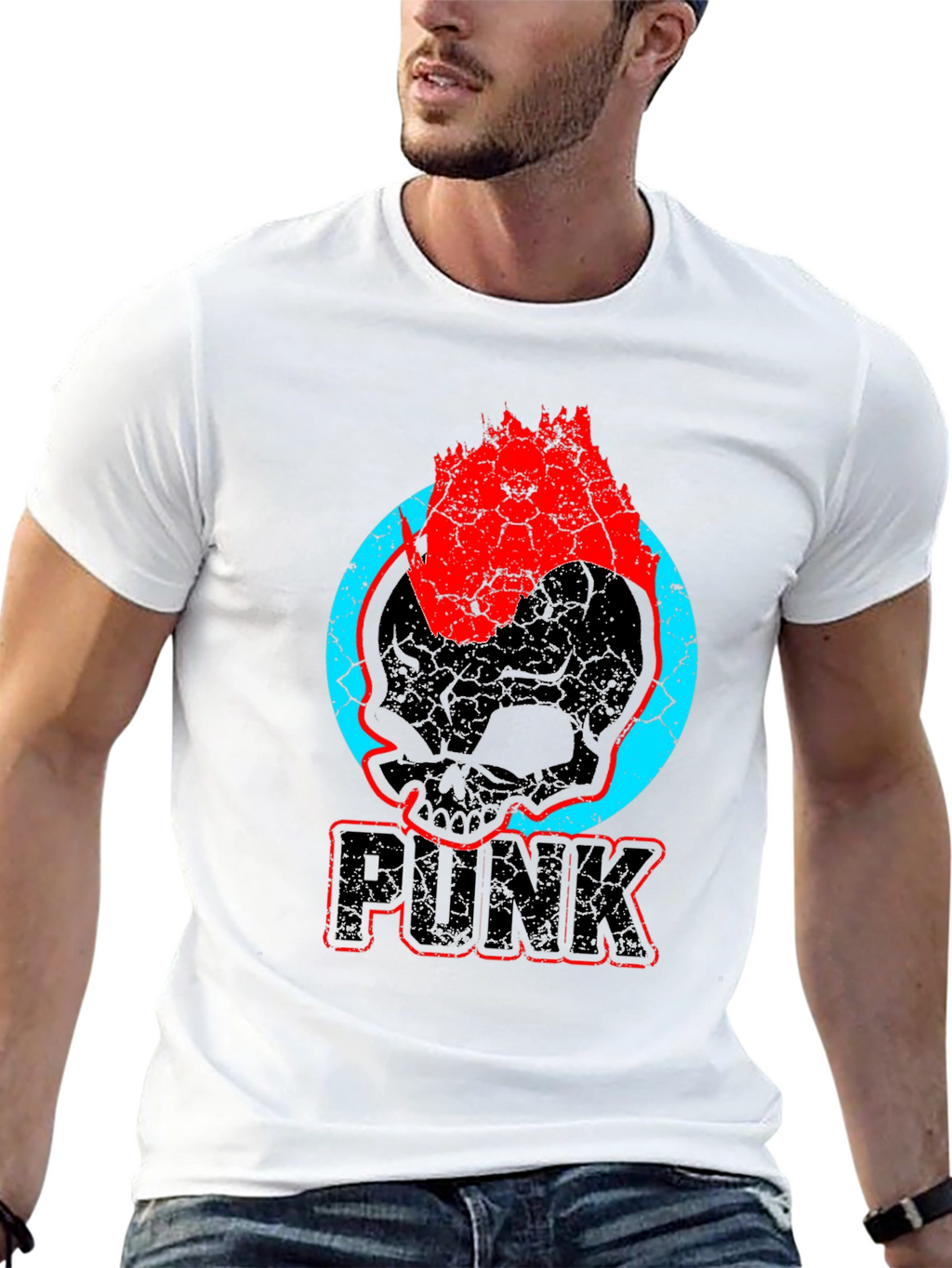 Punk Skull Graphic T-Shirt - Bold & Edgy Design