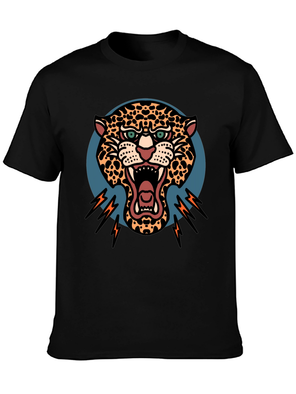 Roaring Leopard Graphic Black T-Shirt
