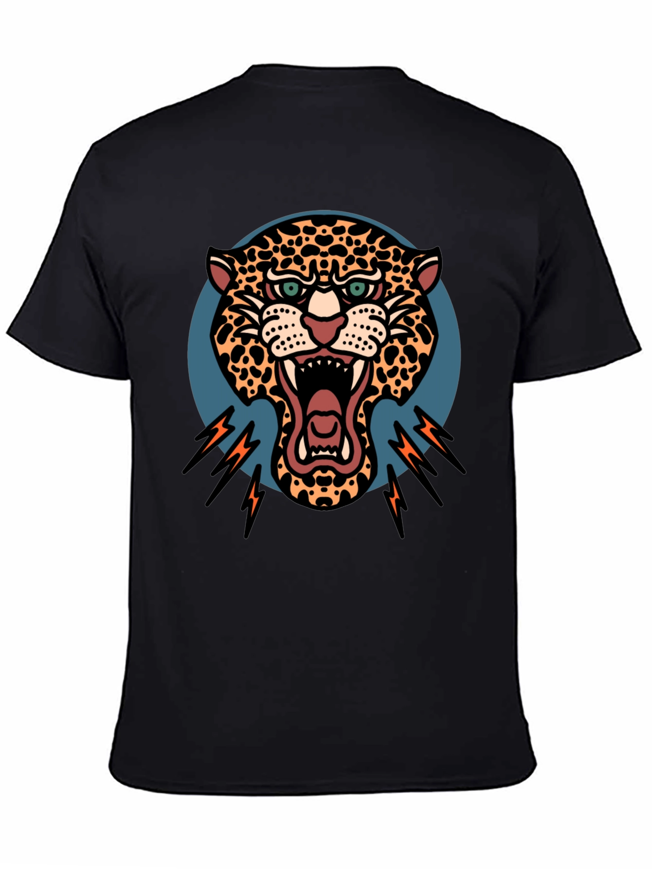 Roaring Leopard Graphic Black T-Shirt
