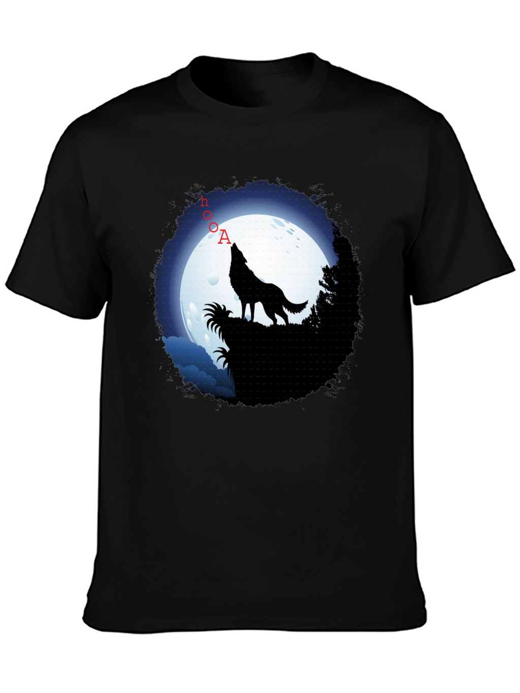 Wolf Howling at Moon Graphic T-Shirt - Black