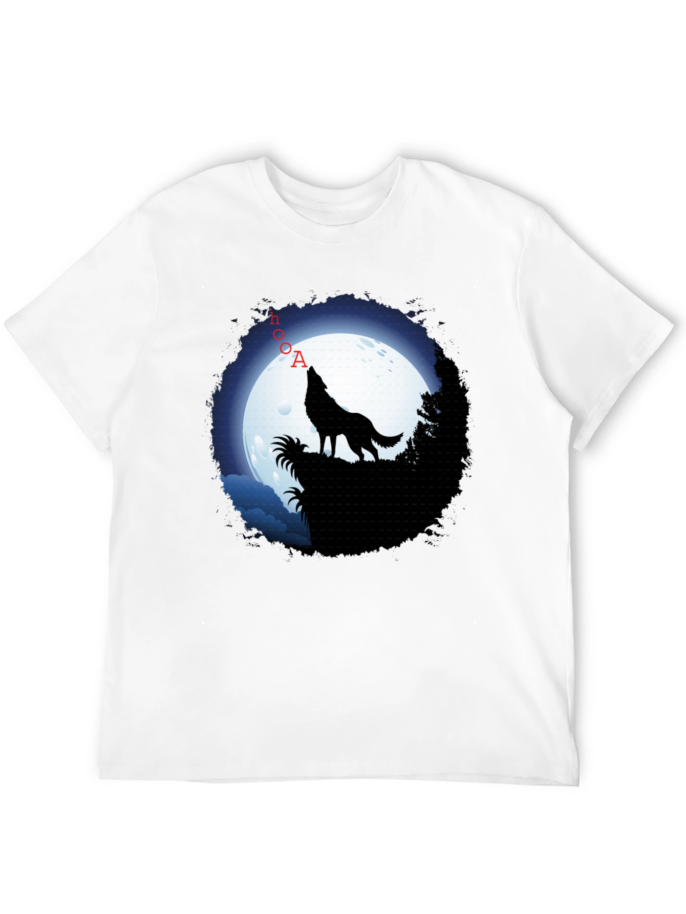 Wolf Howling at Moon Graphic T-Shirt - Black