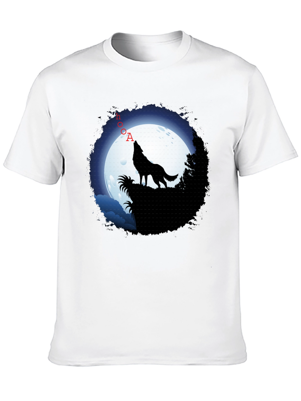 Wolf Howling at Moon Graphic T-Shirt - Black