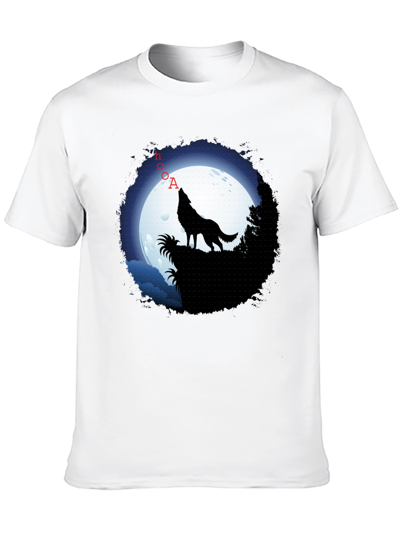 Wolf Howling at Moon Graphic T-Shirt - Black