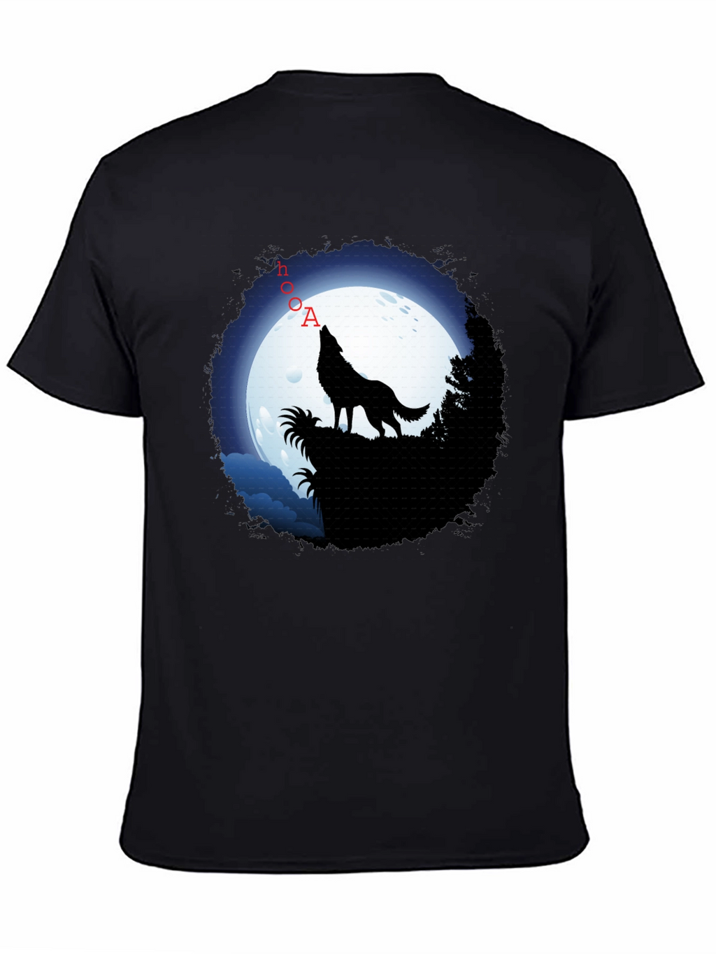 Wolf Howling at Moon Graphic T-Shirt - Black