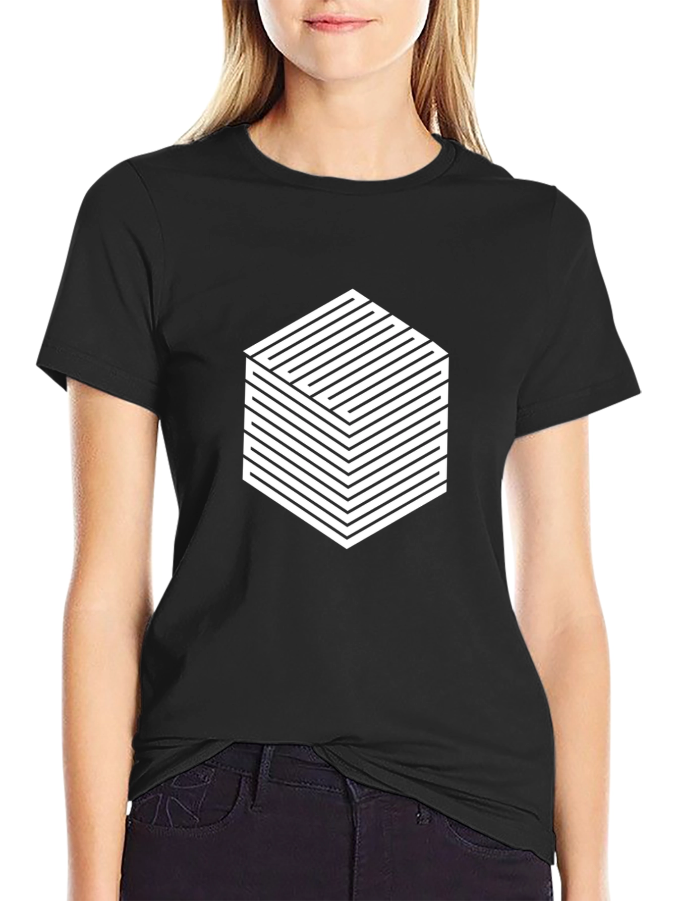 Abstract Cube Graphic Tee - Modern Geometric Design