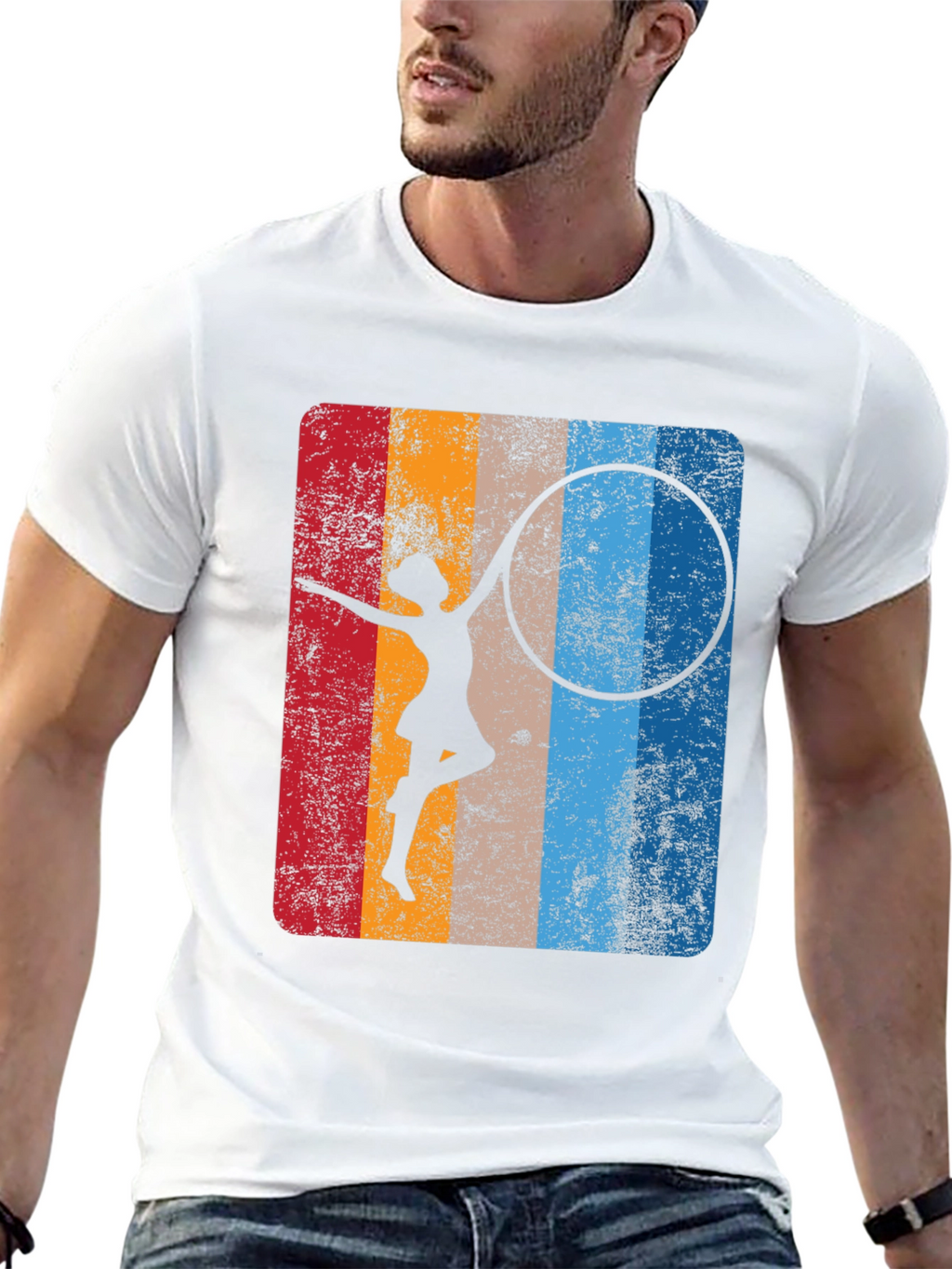 Retro Gymnast Hula Hoop Graphic T-Shirt
