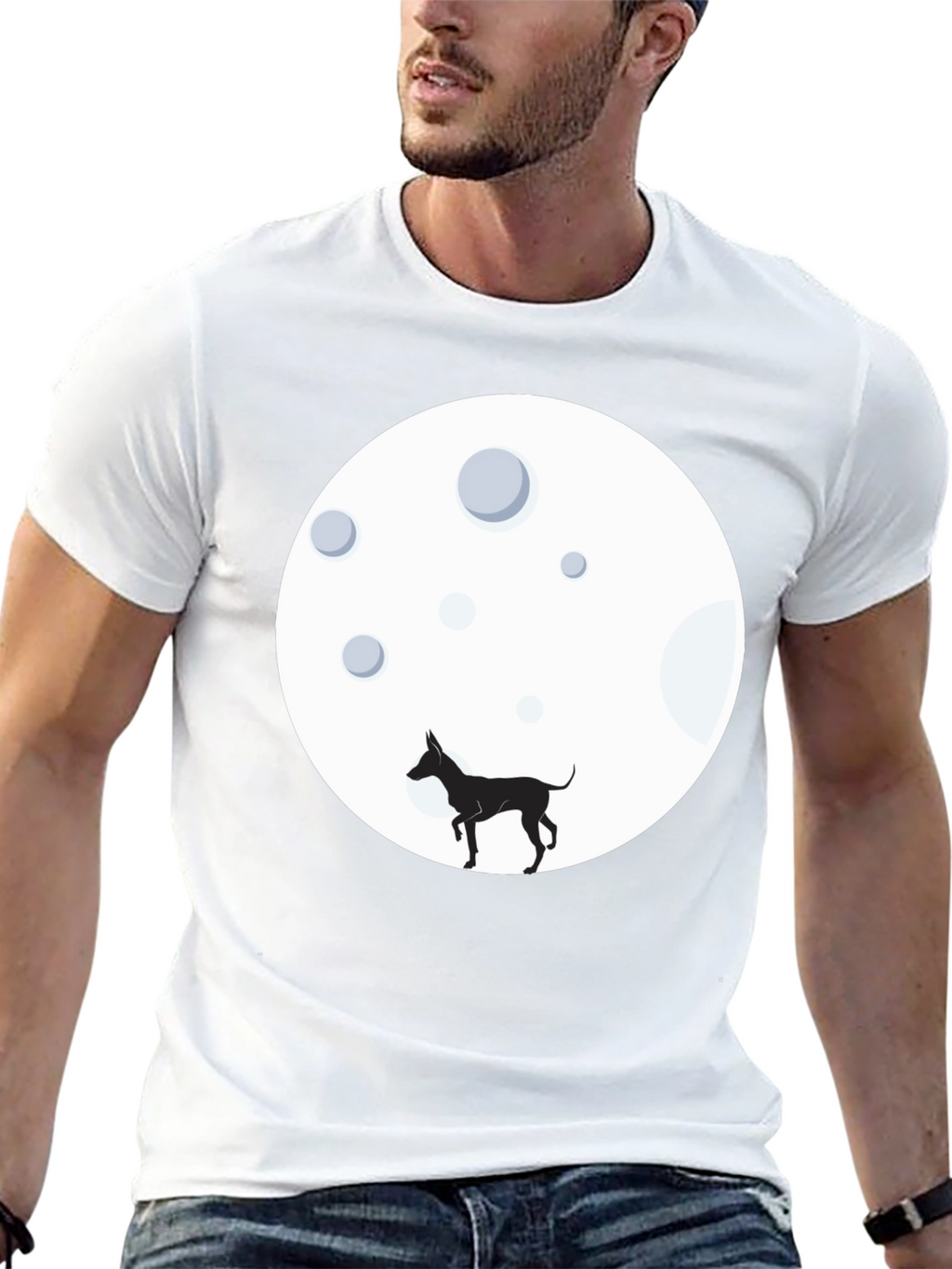 Dog on the Moon Black T-Shirt