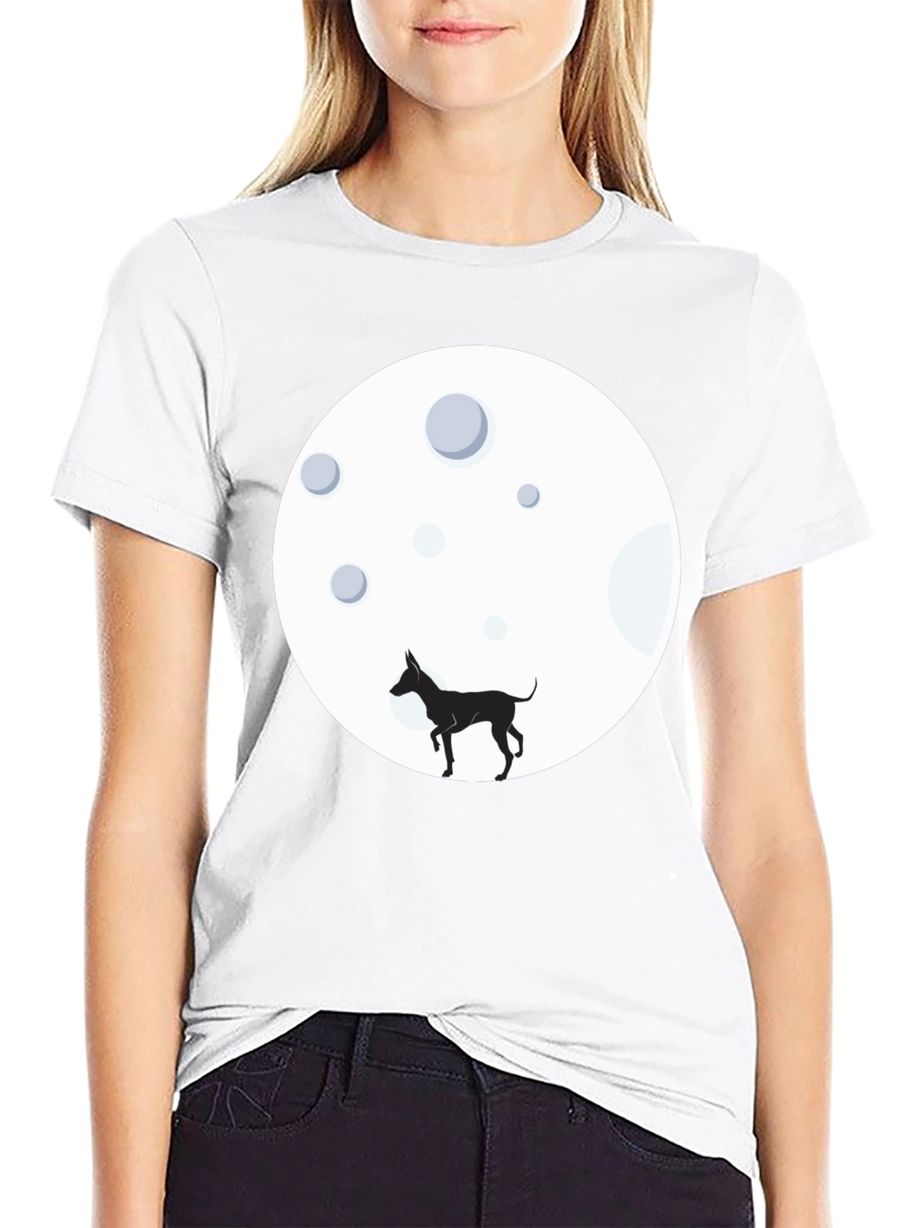 Dog on the Moon Black T-Shirt