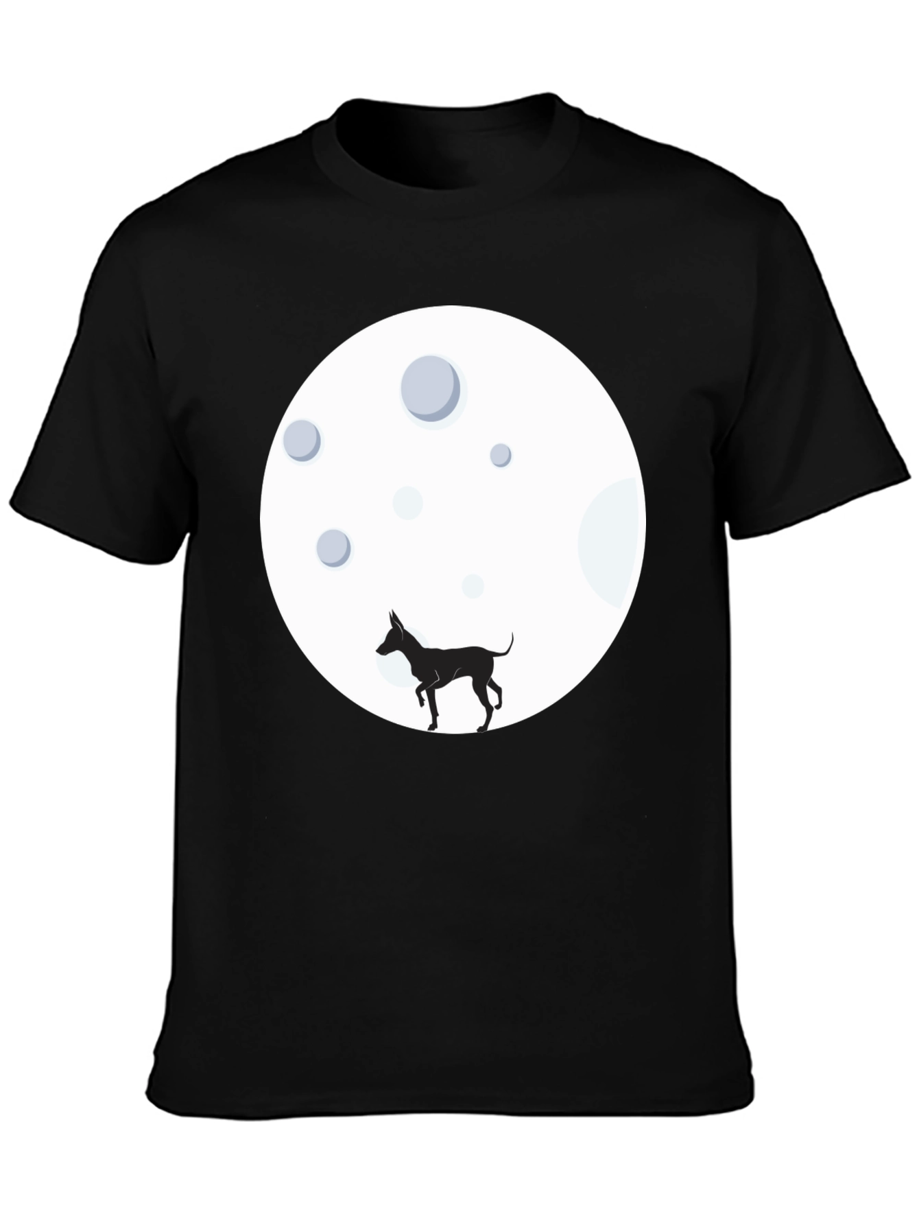 Dog on the Moon Black T-Shirt