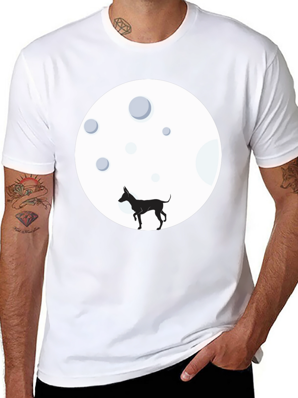 Dog on the Moon Black T-Shirt