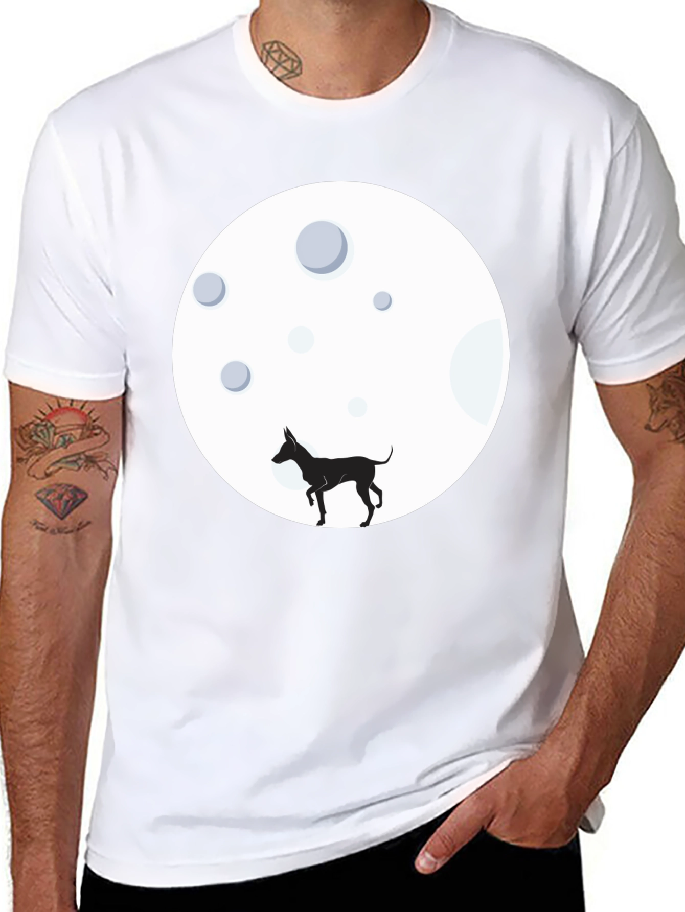 Dog on the Moon Black T-Shirt
