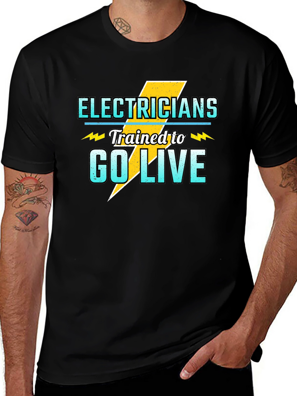 Electrician Trained to Go Live Black T-Shirt