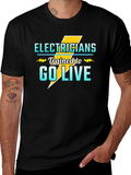 Electrician Trained to Go Live Black T-Shirt