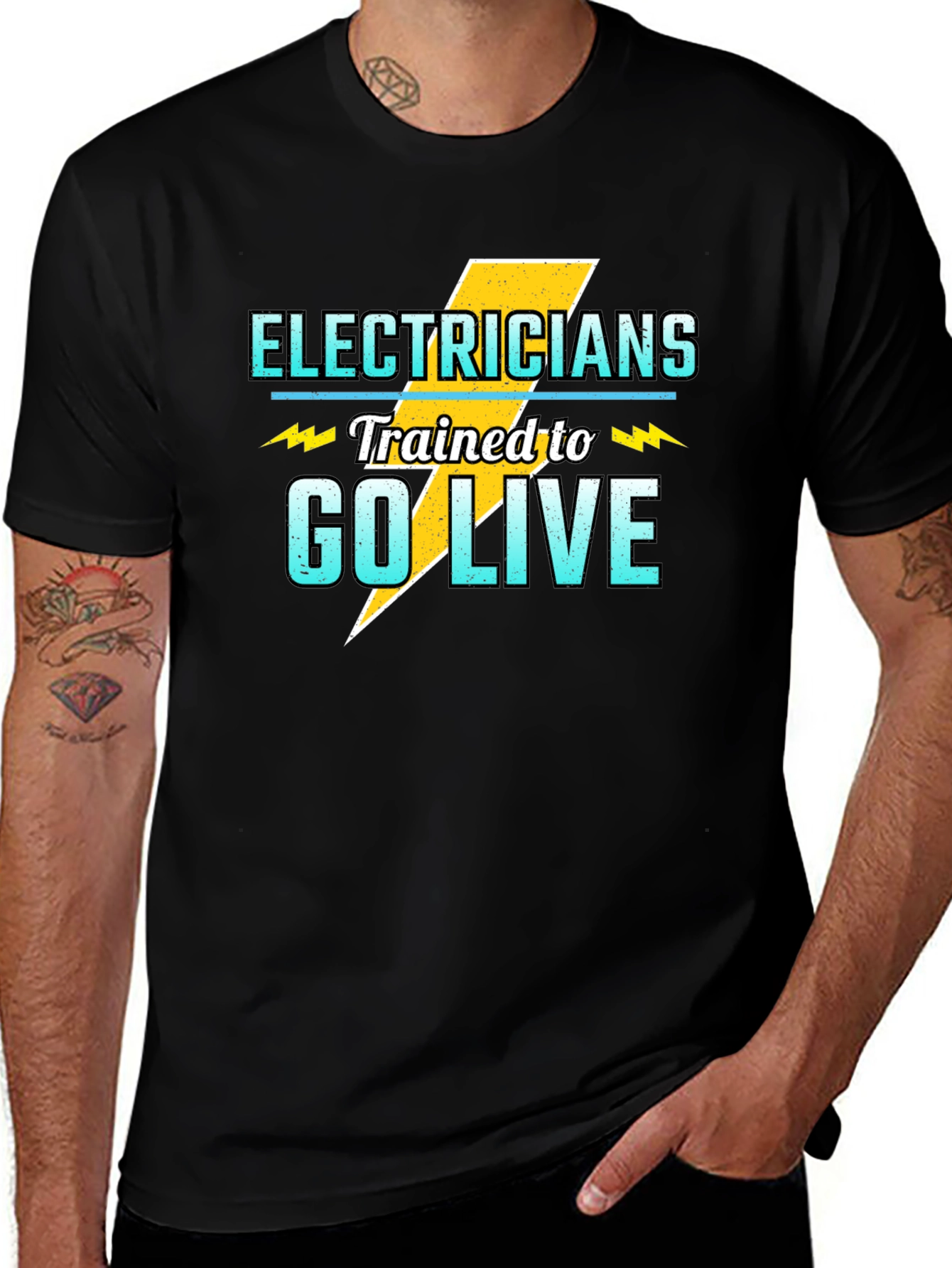 Electrician Trained to Go Live Black T-Shirt