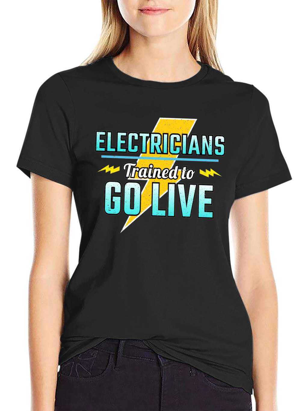 Electrician Trained to Go Live Black T-Shirt