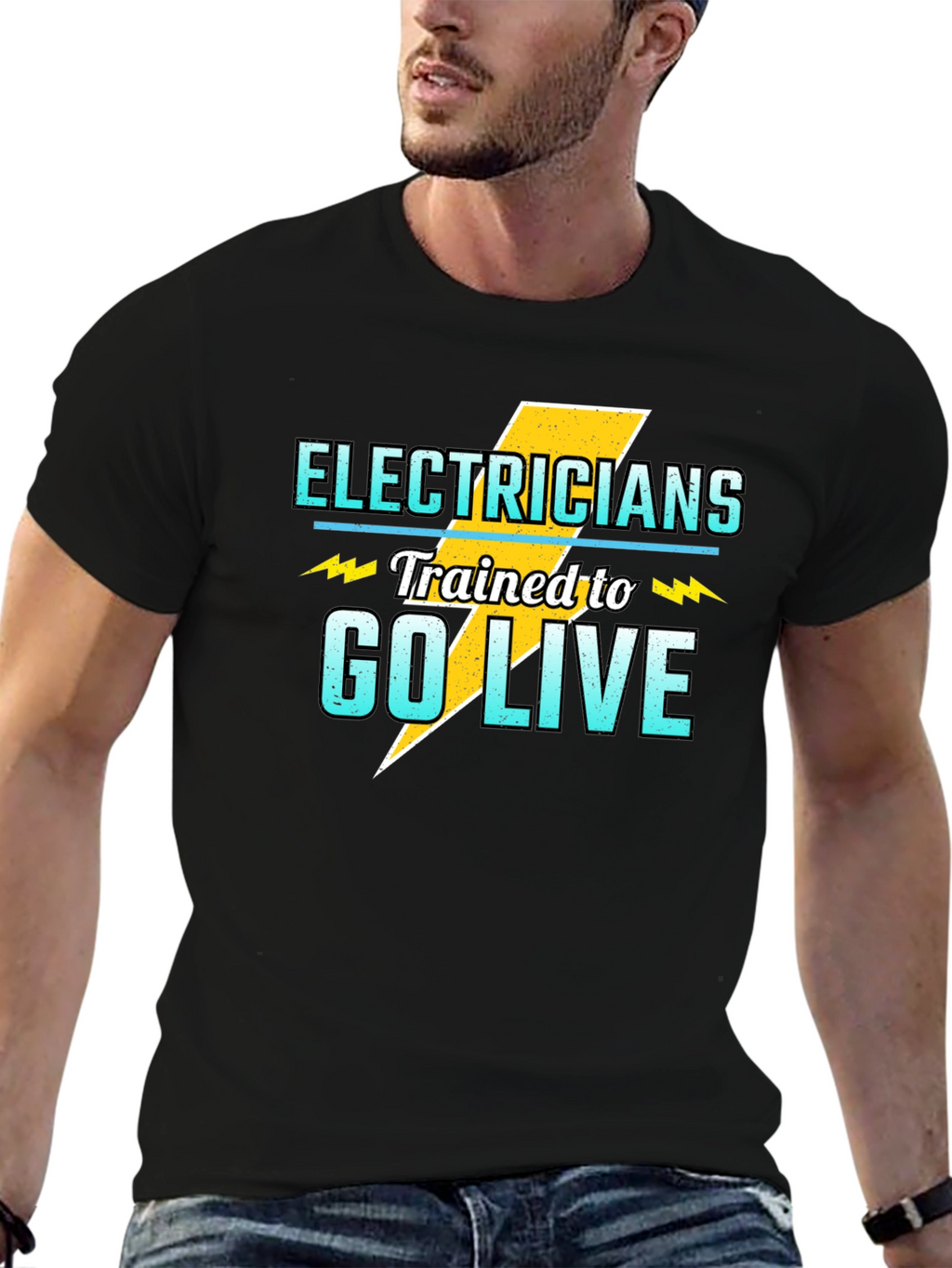 Electrician Trained to Go Live Black T-Shirt