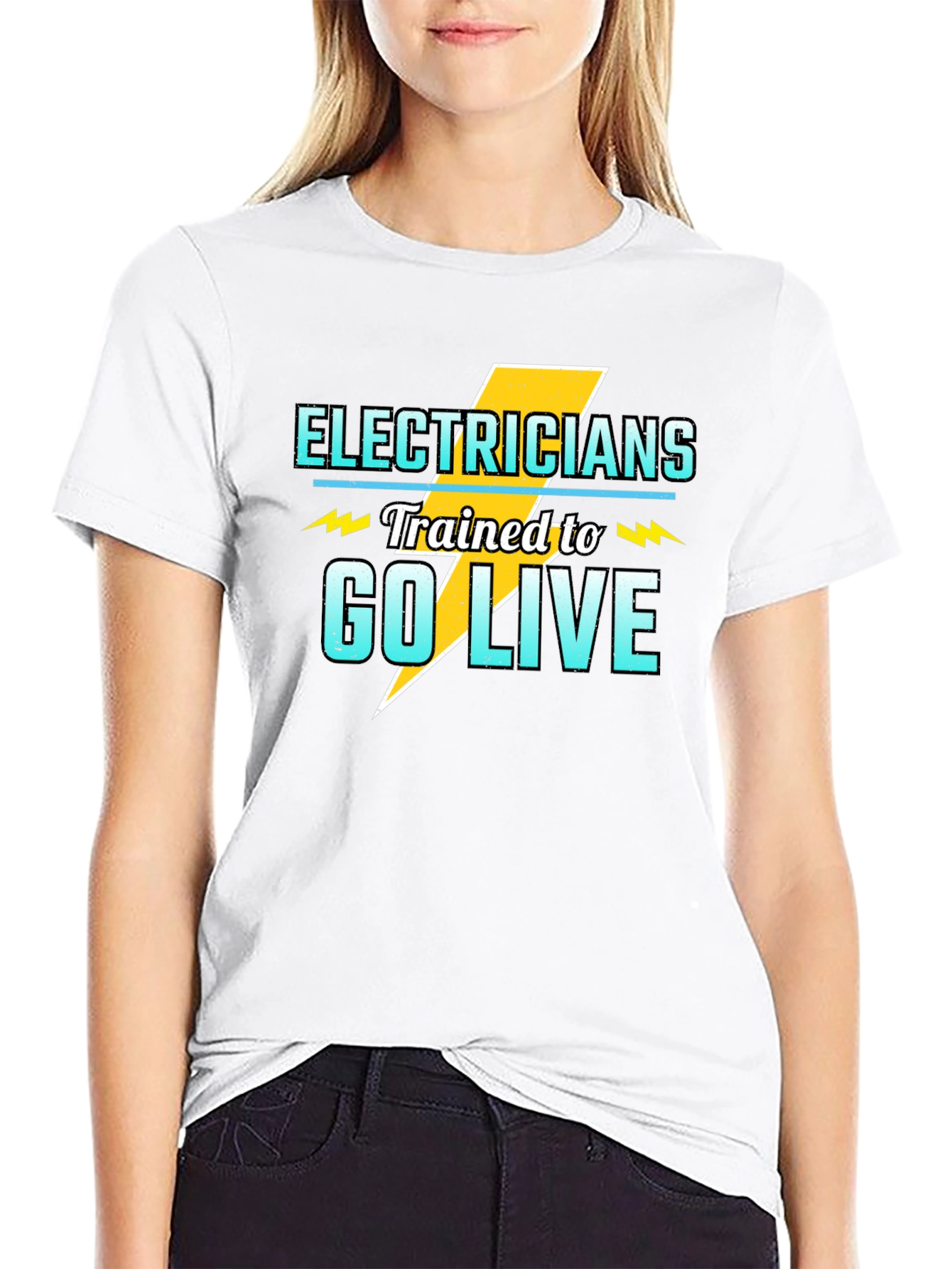 Electrician Trained to Go Live Black T-Shirt