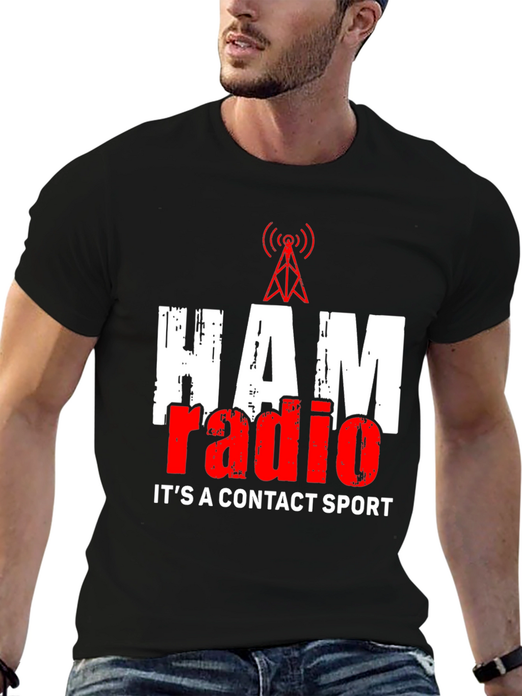 HAM Radio Contact Sport Black T-Shirt
