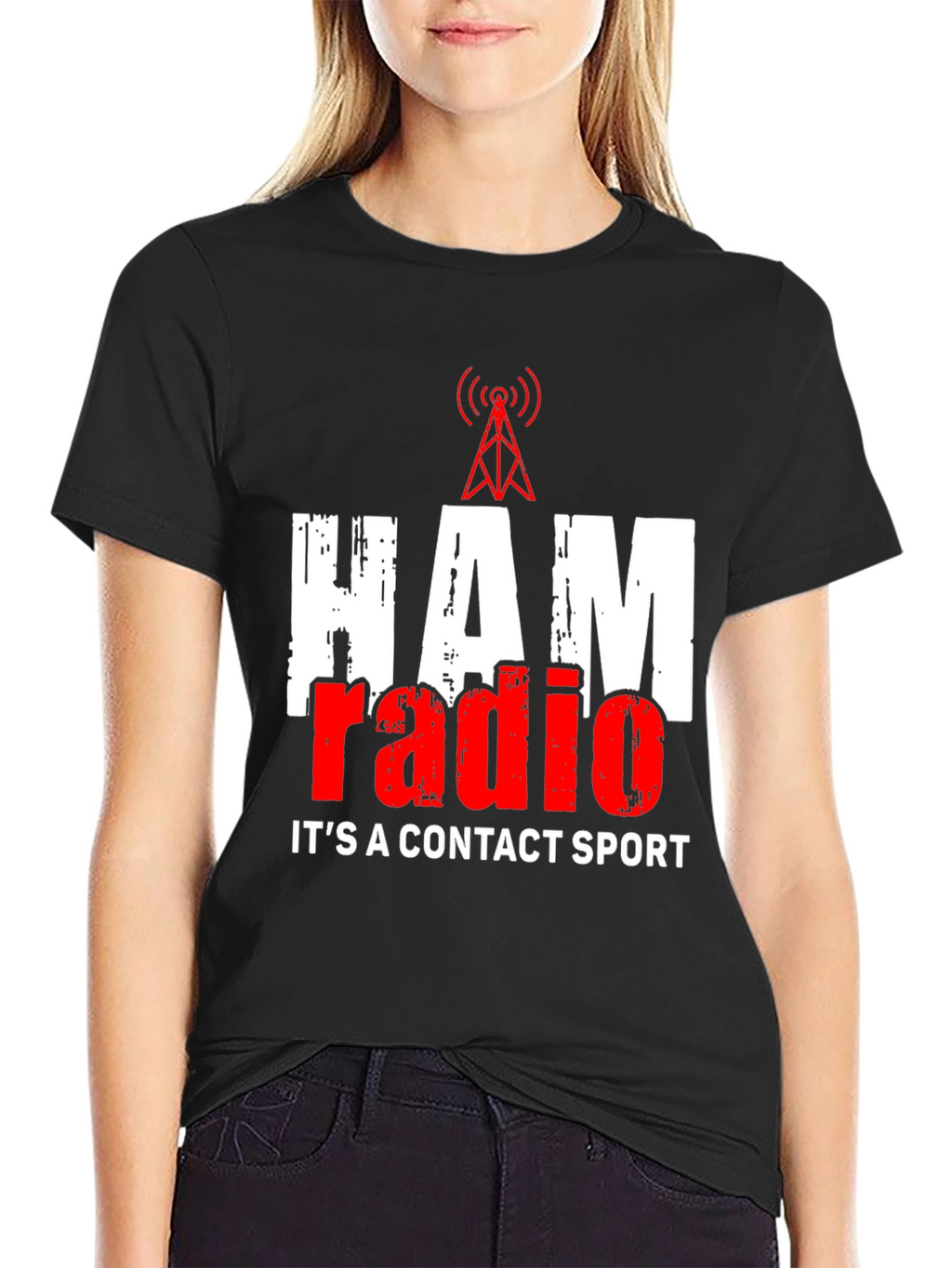 HAM Radio Contact Sport Black T-Shirt
