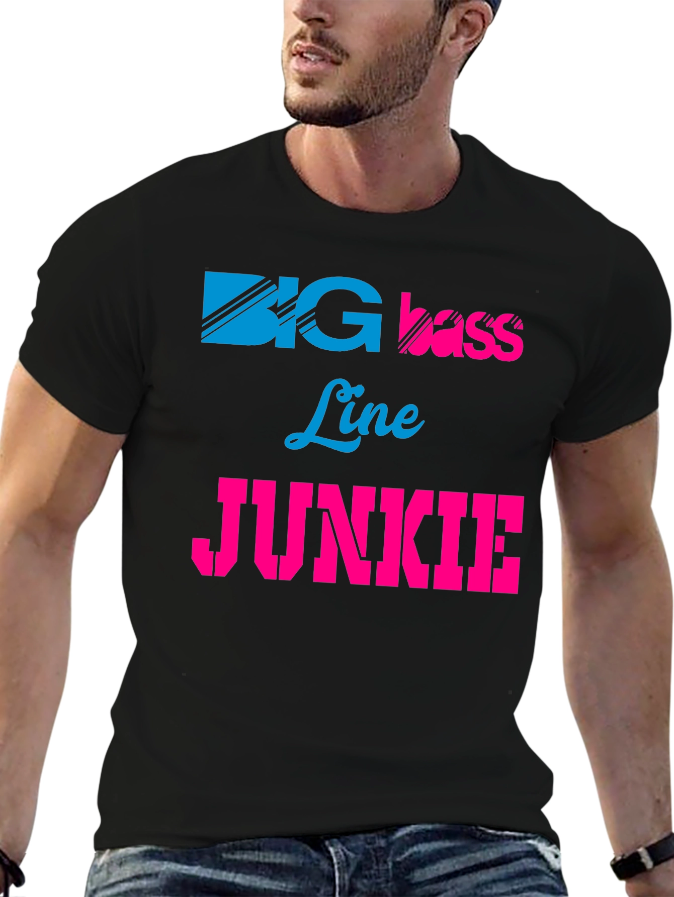 Big Bass Line Junkie Graphic Tee - Black