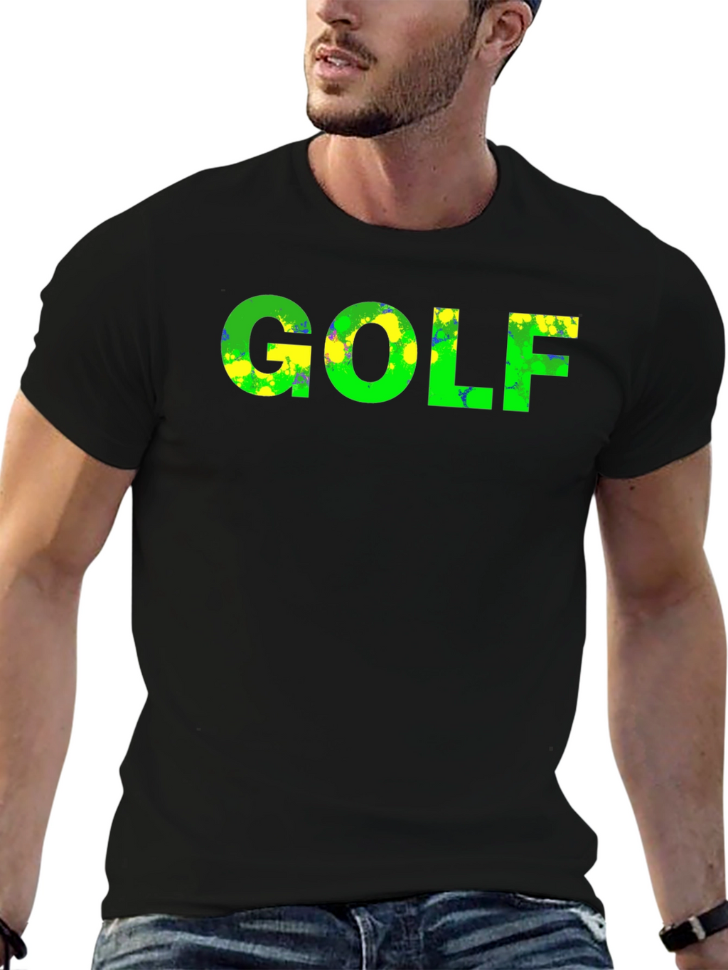 Golf Graphic T-Shirt - Green & Yellow Design