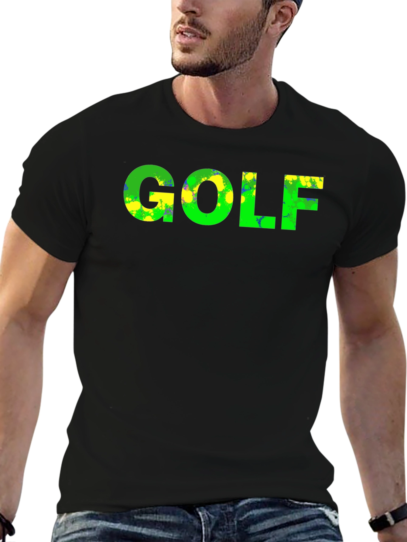 Golf Graphic T-Shirt - Green & Yellow Design