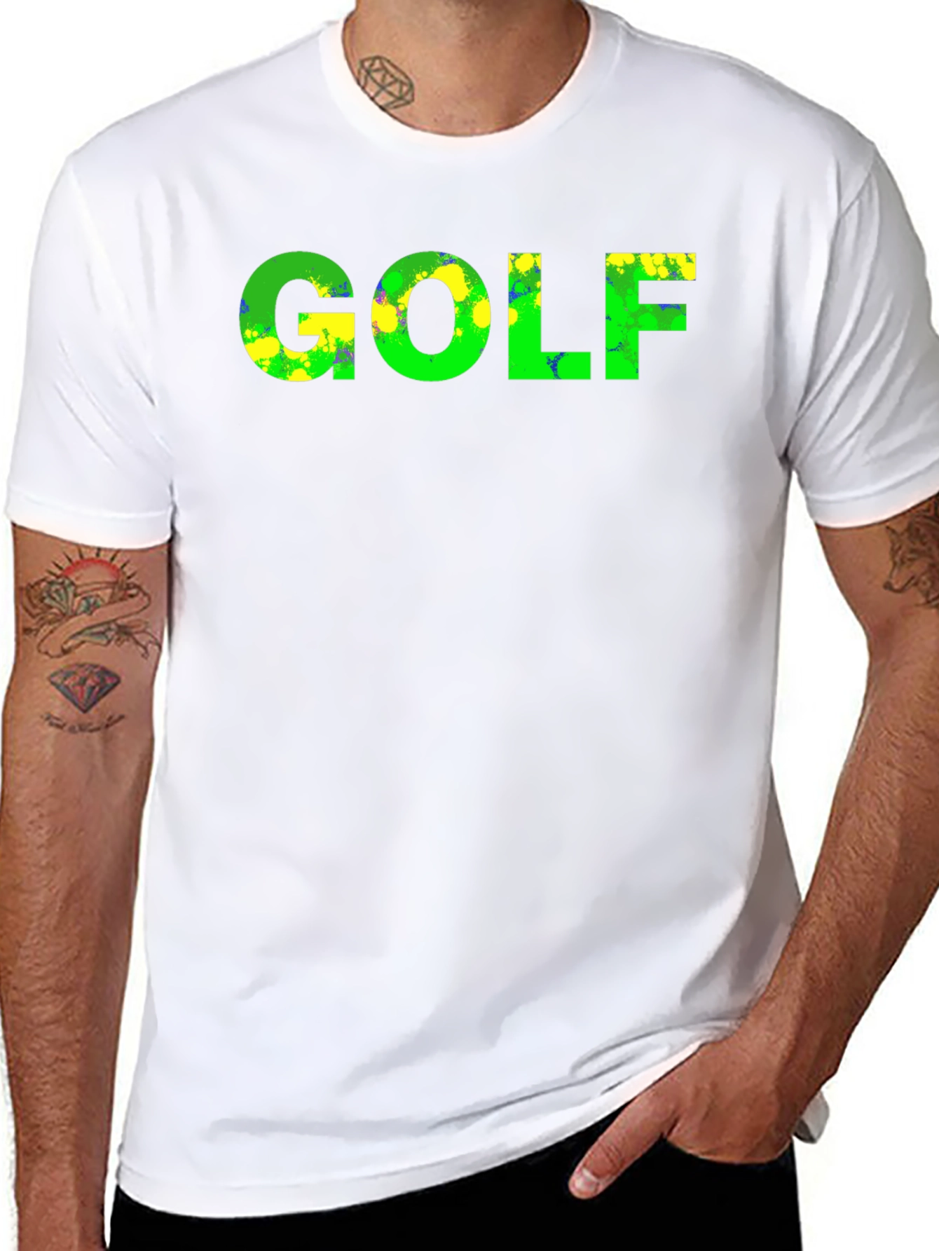 Golf Graphic T-Shirt - Green & Yellow Design
