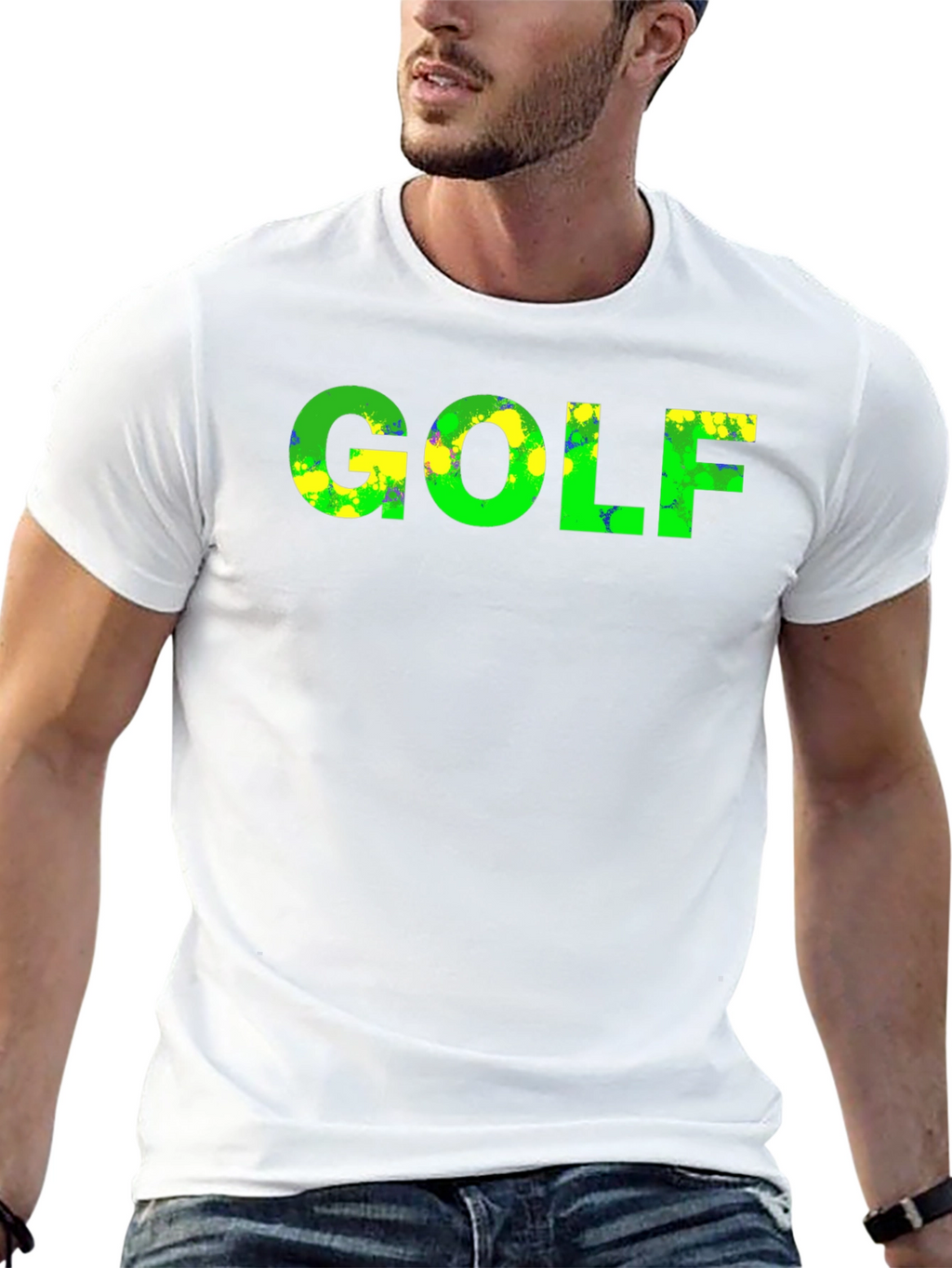 Golf Graphic T-Shirt - Green & Yellow Design